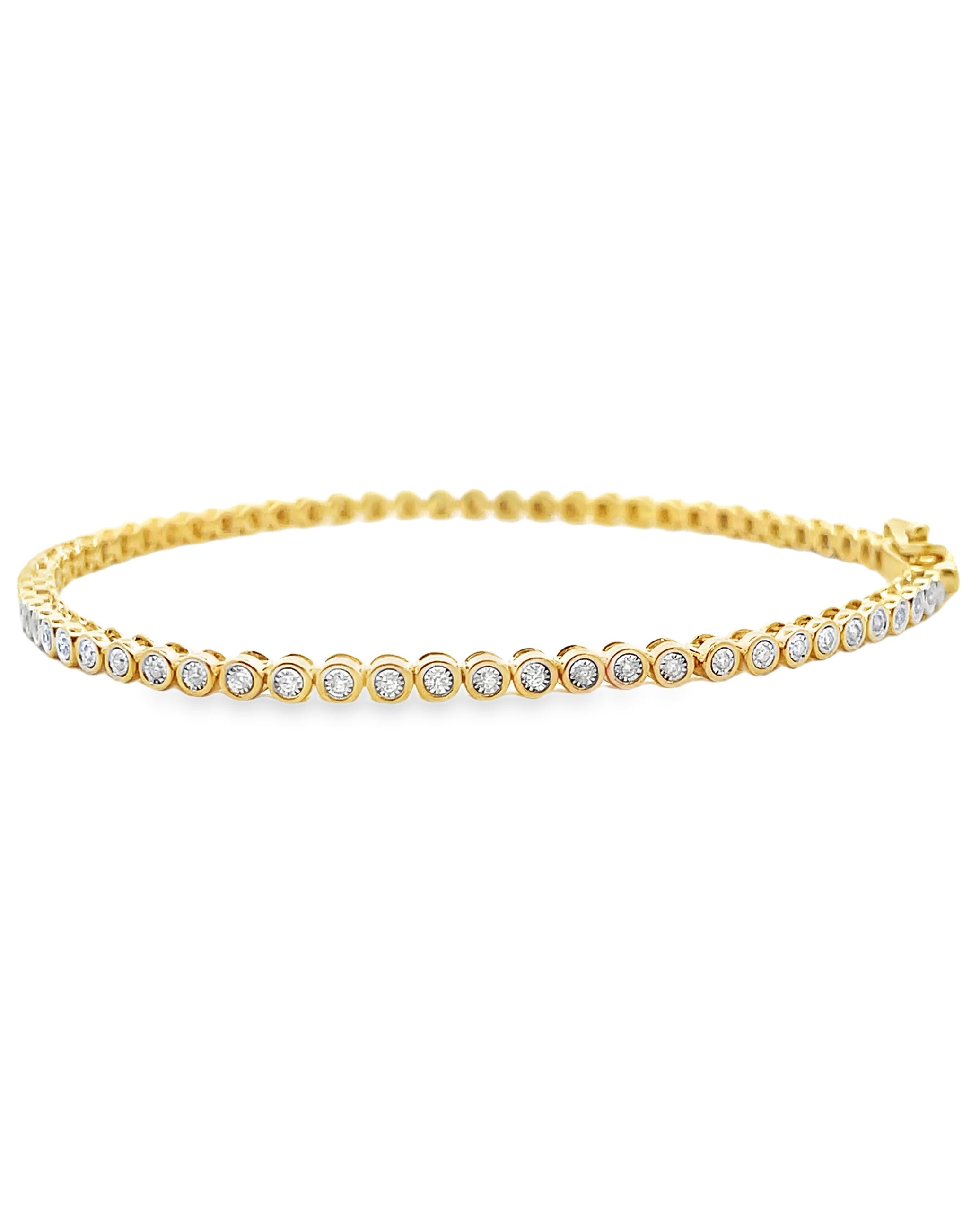 14K Yellow Gold Illusion Set Tennis Bracelet