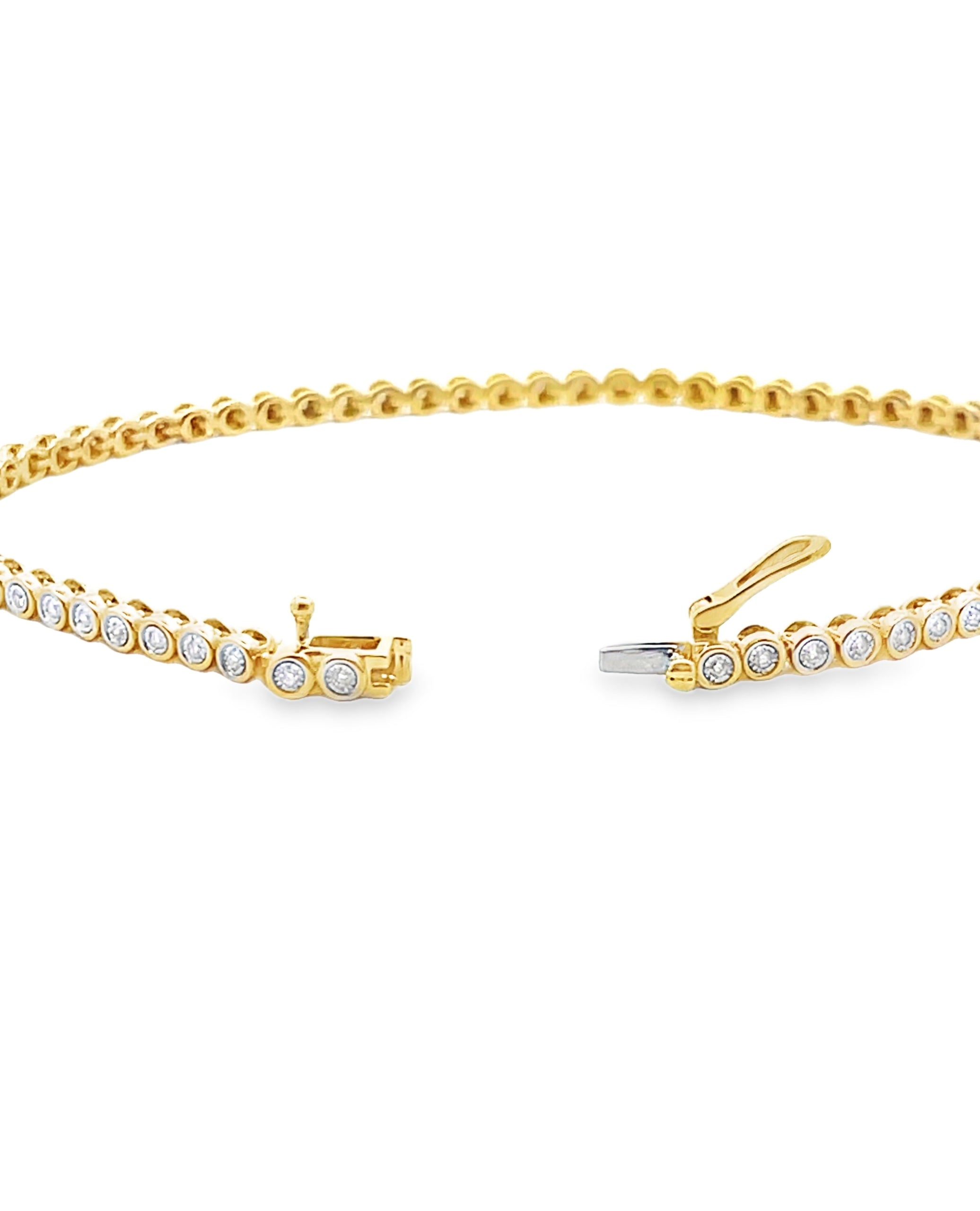 14K Yellow Gold Illusion Set Tennis Bracelet with Diamonds 0.32 Carats