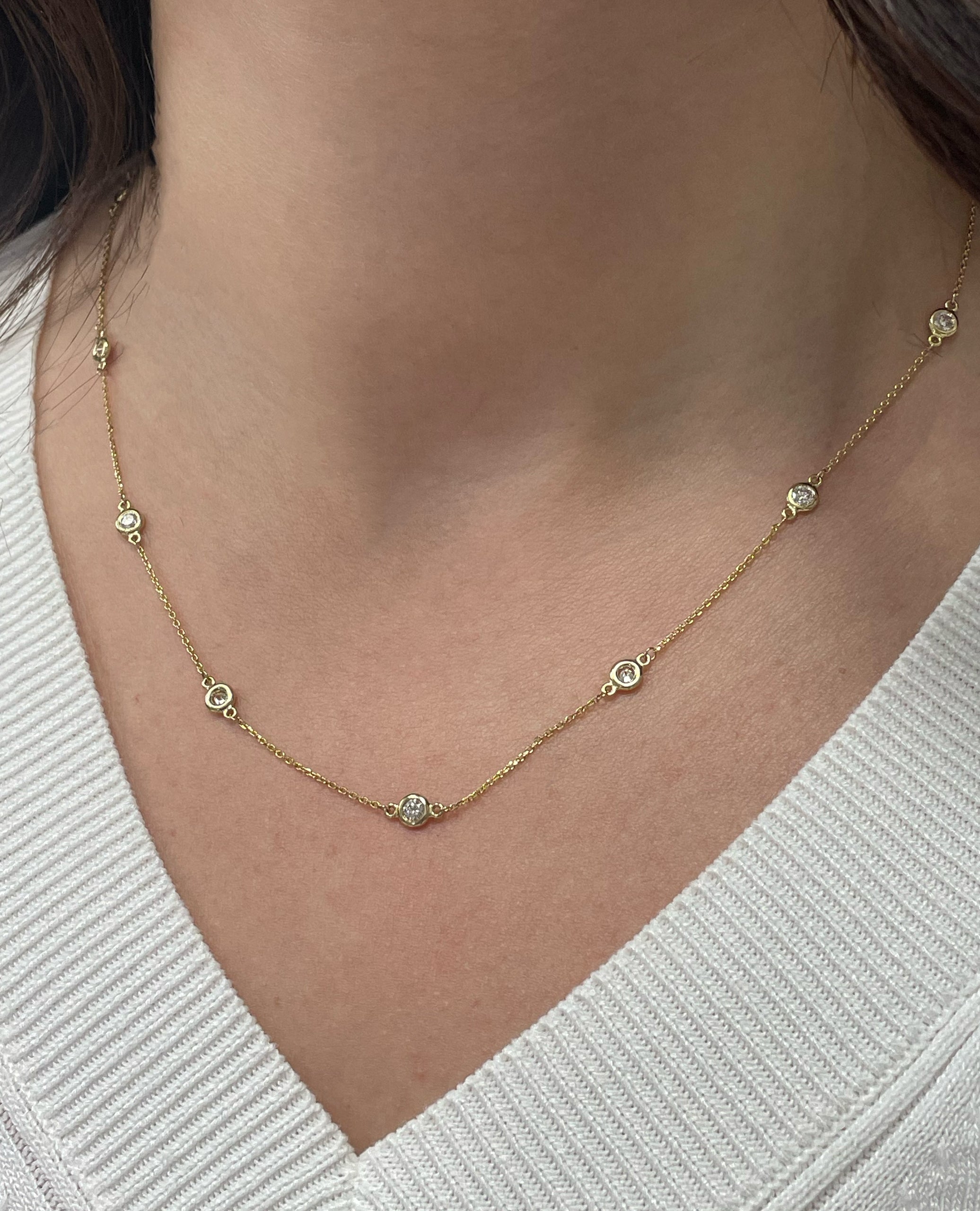 14K Yellow Gold Diamond By The Yard Necklace