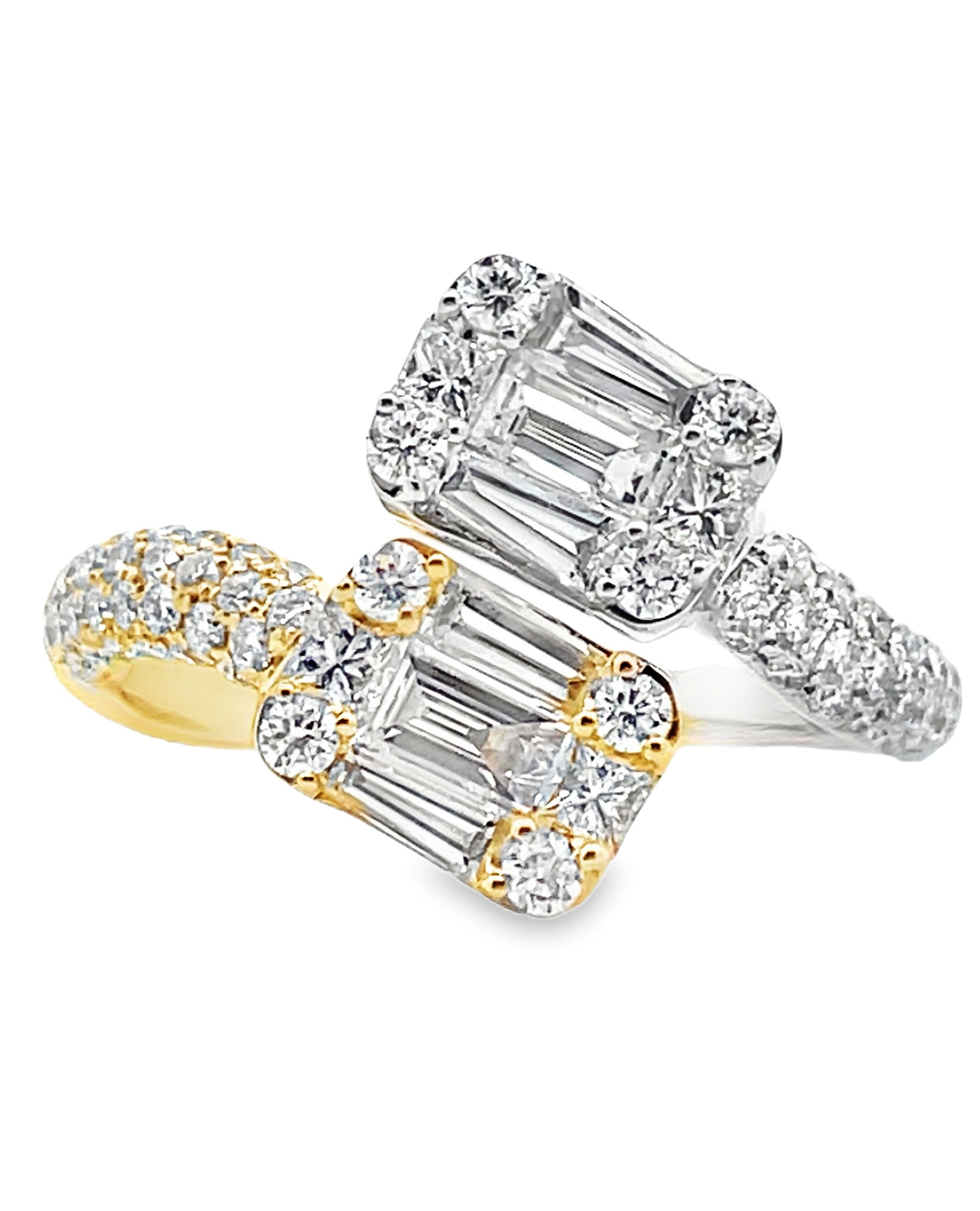 18K Yellow & White Gold Diamond Bypass Ring