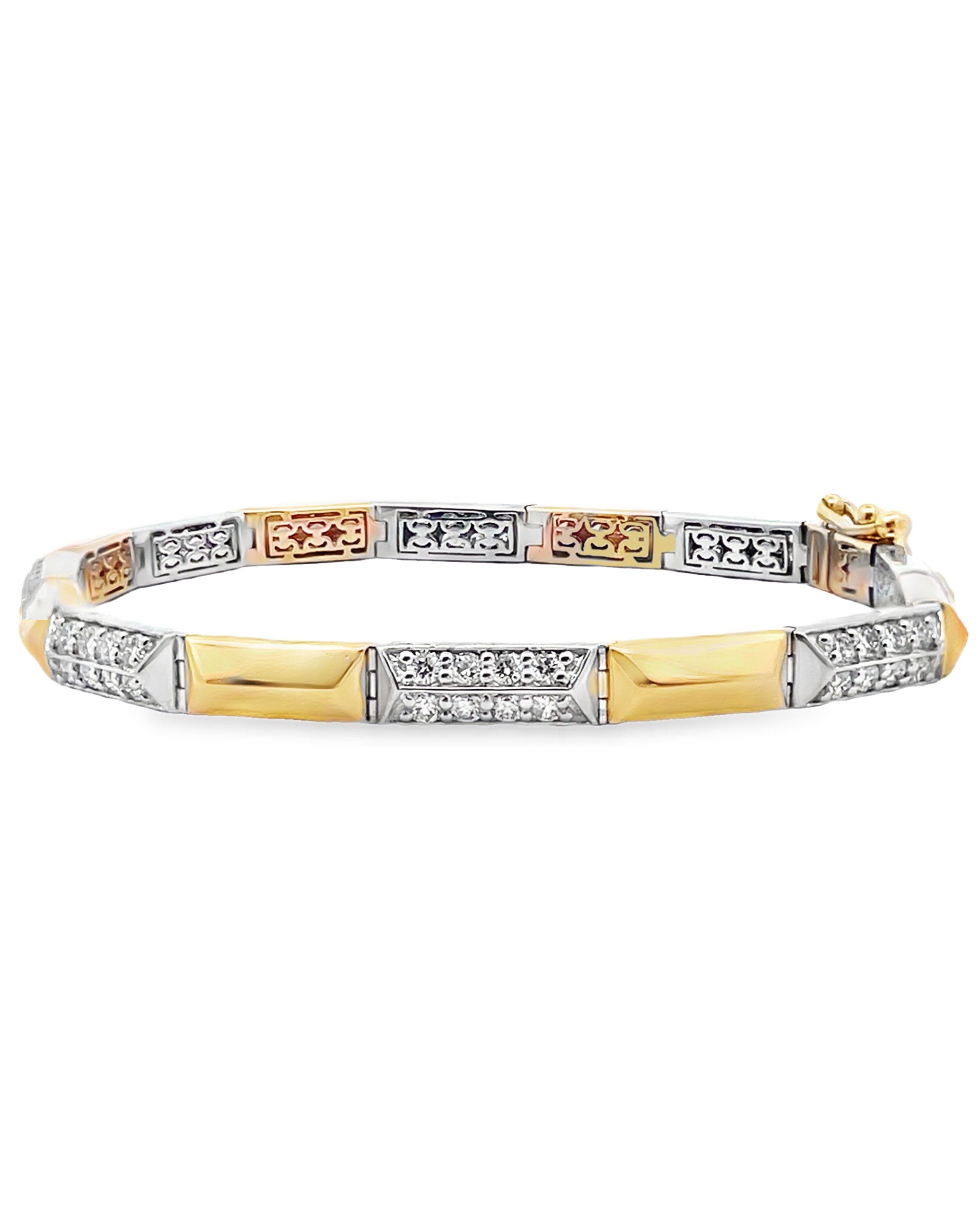 Allison Kaufman 14K Yellow and White Gold Diamond Bracelet Alternating Two Tone