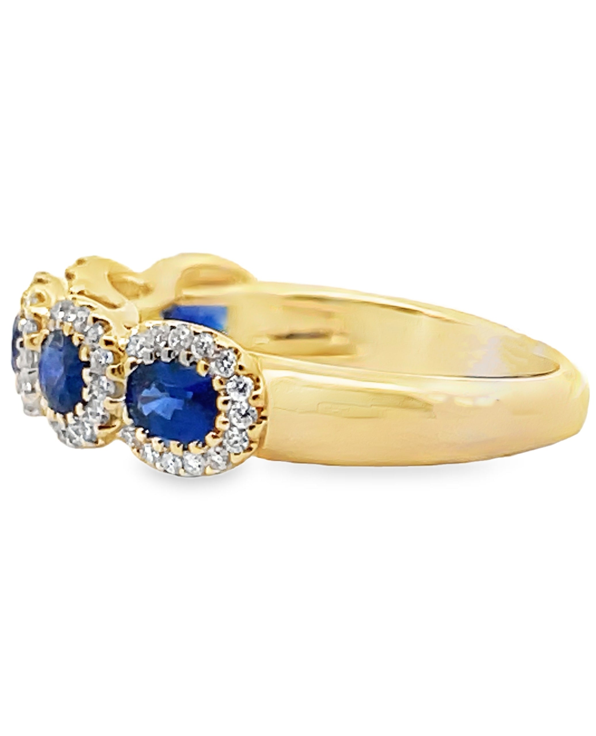 Allison Kaufman 14K Yellow Gold Oval Blue Sapphire and Diamond Band Ring