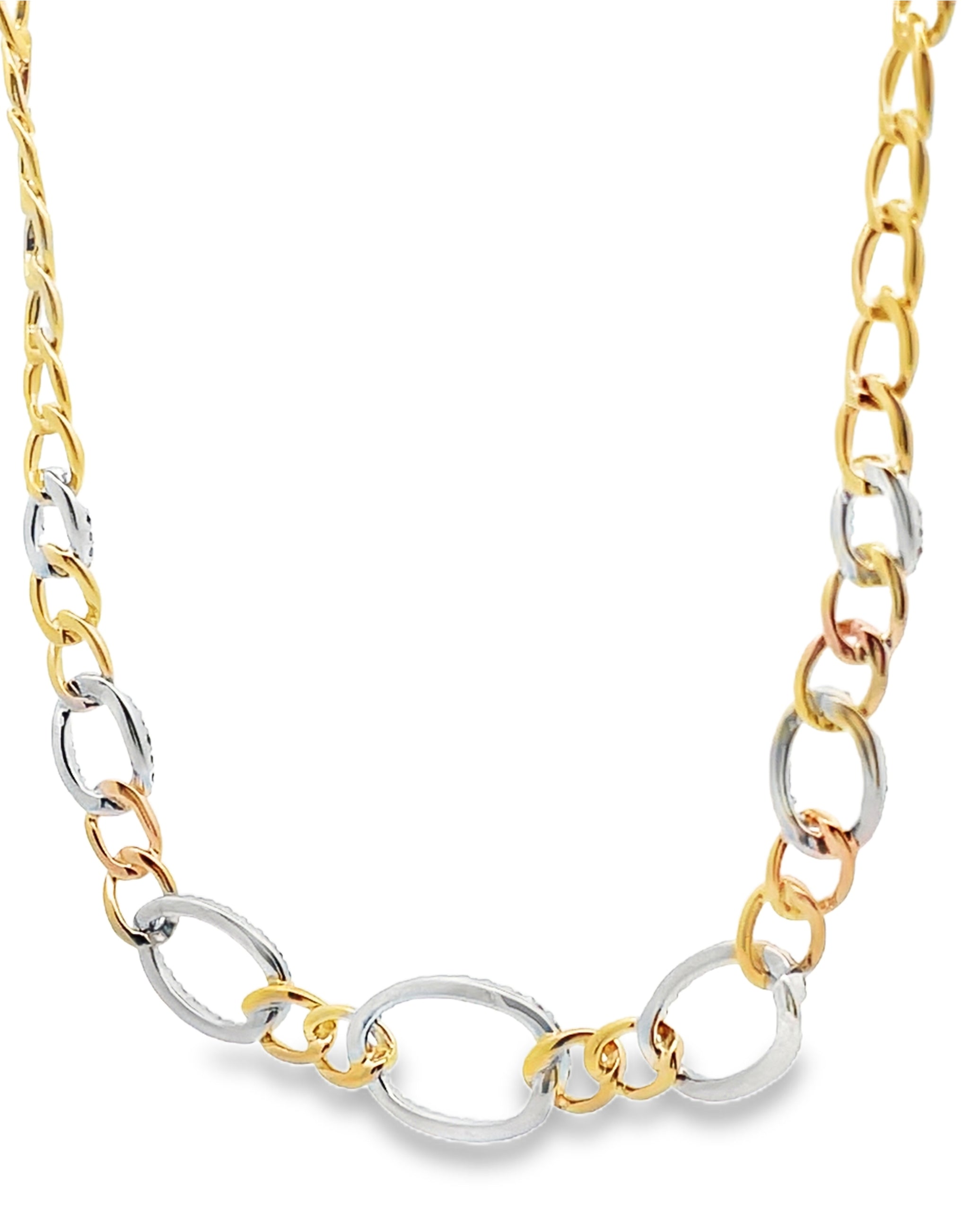 Allison Kaufman 14K Yellow & White Gold Diamond Chain Link Necklace