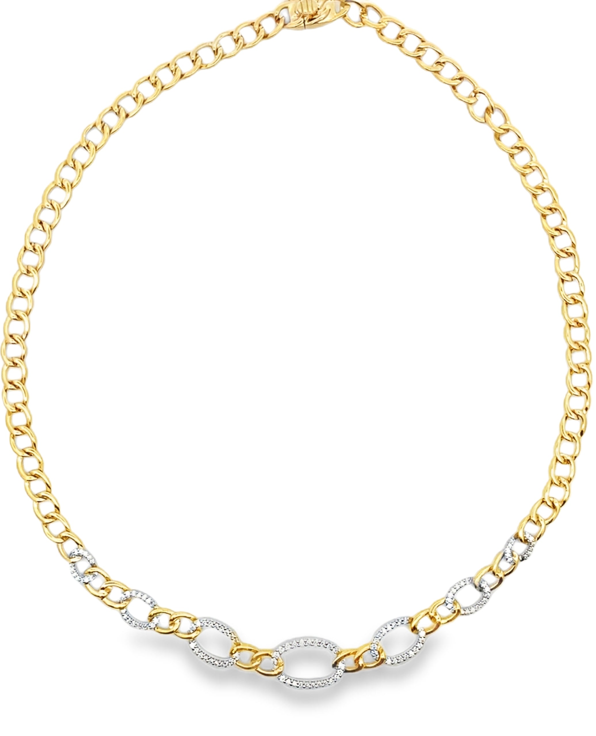 Allison Kaufman 14K Yellow & White Gold Diamond Chain Link Necklace