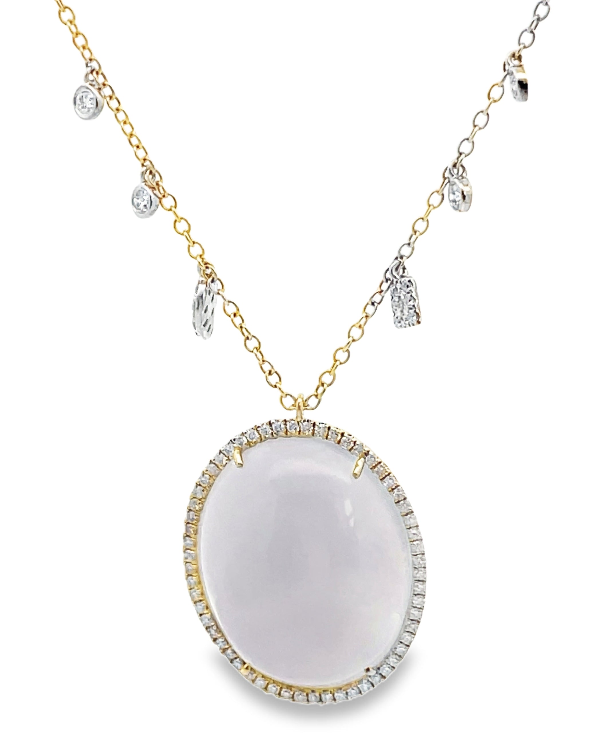Meira T. 14K Yellow Gold Opal & Diamond Pendant Necklace