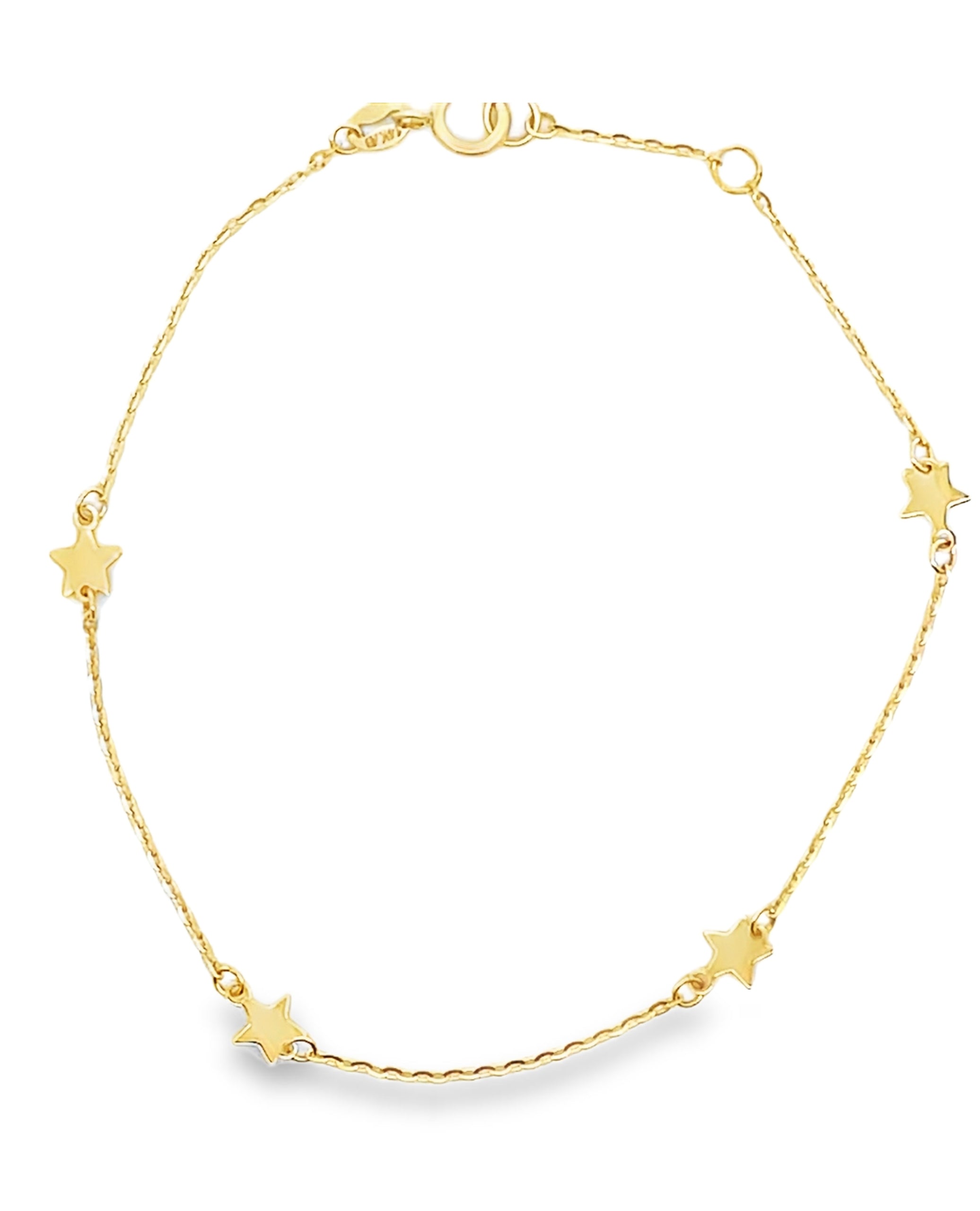 14K Yellow Gold Star Bracelet