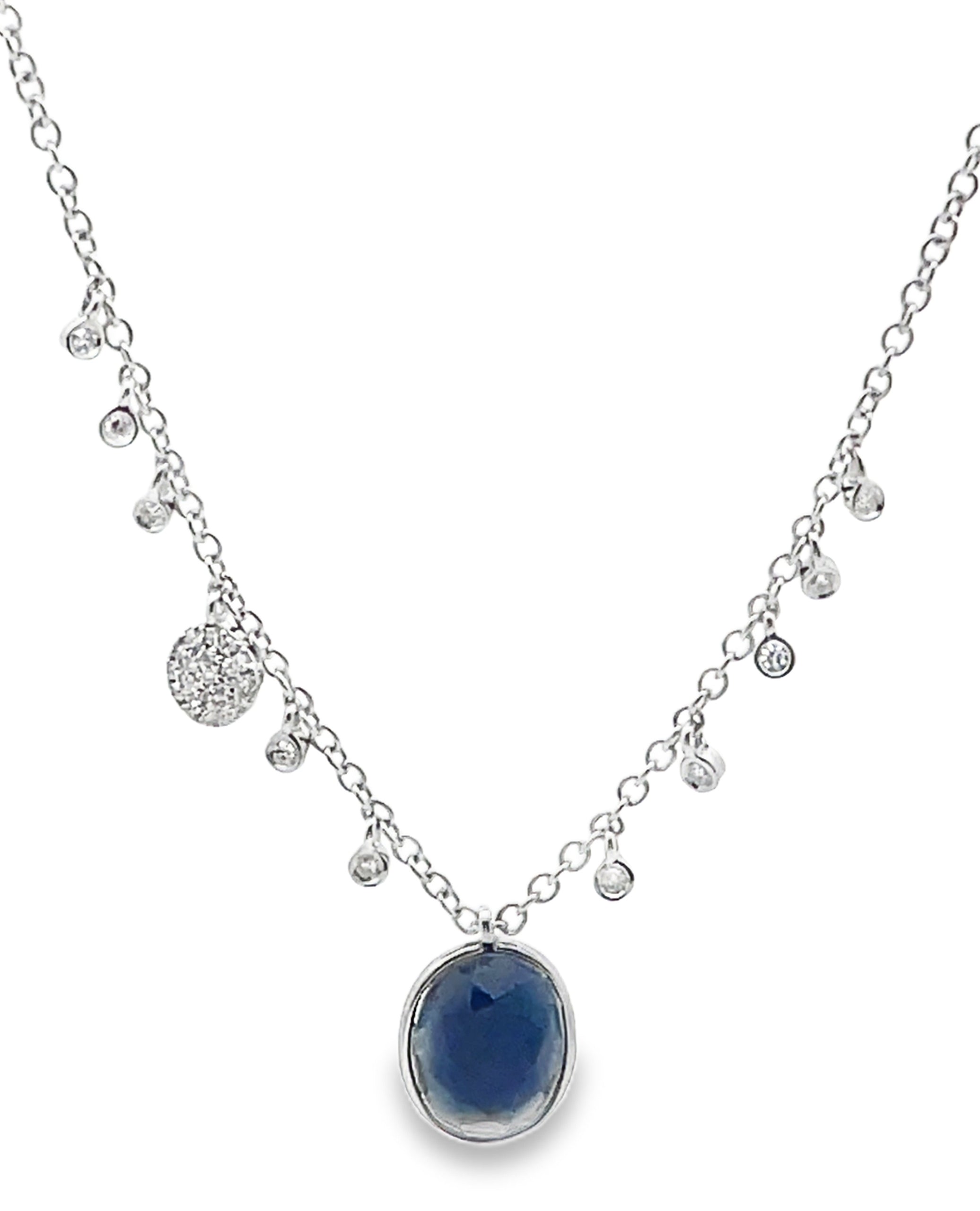 Meira T. 14K White Gold Sapphire & Diamond Pendant Necklace