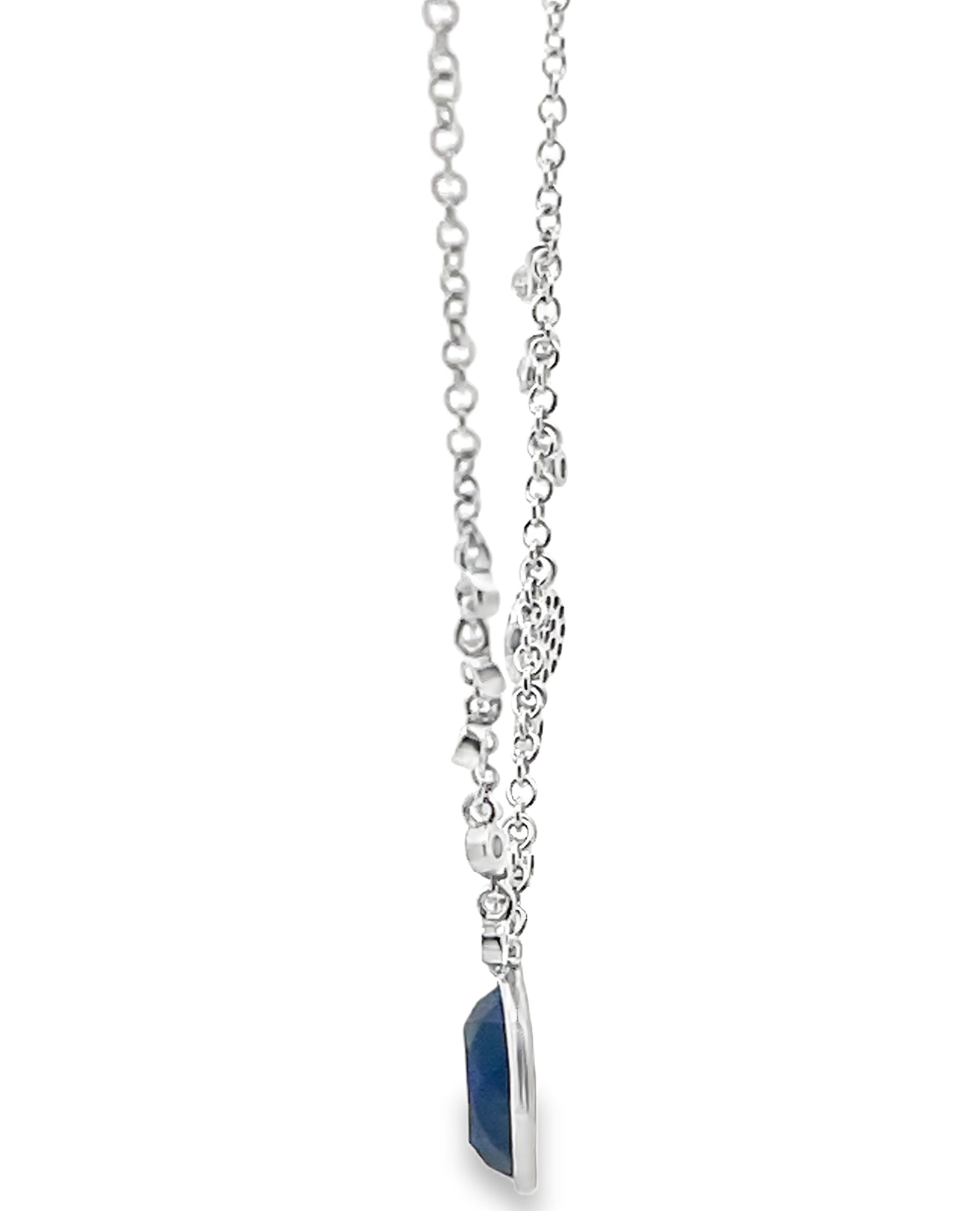 Meira T. 14K White Gold Sapphire & Diamond Pendant Necklace