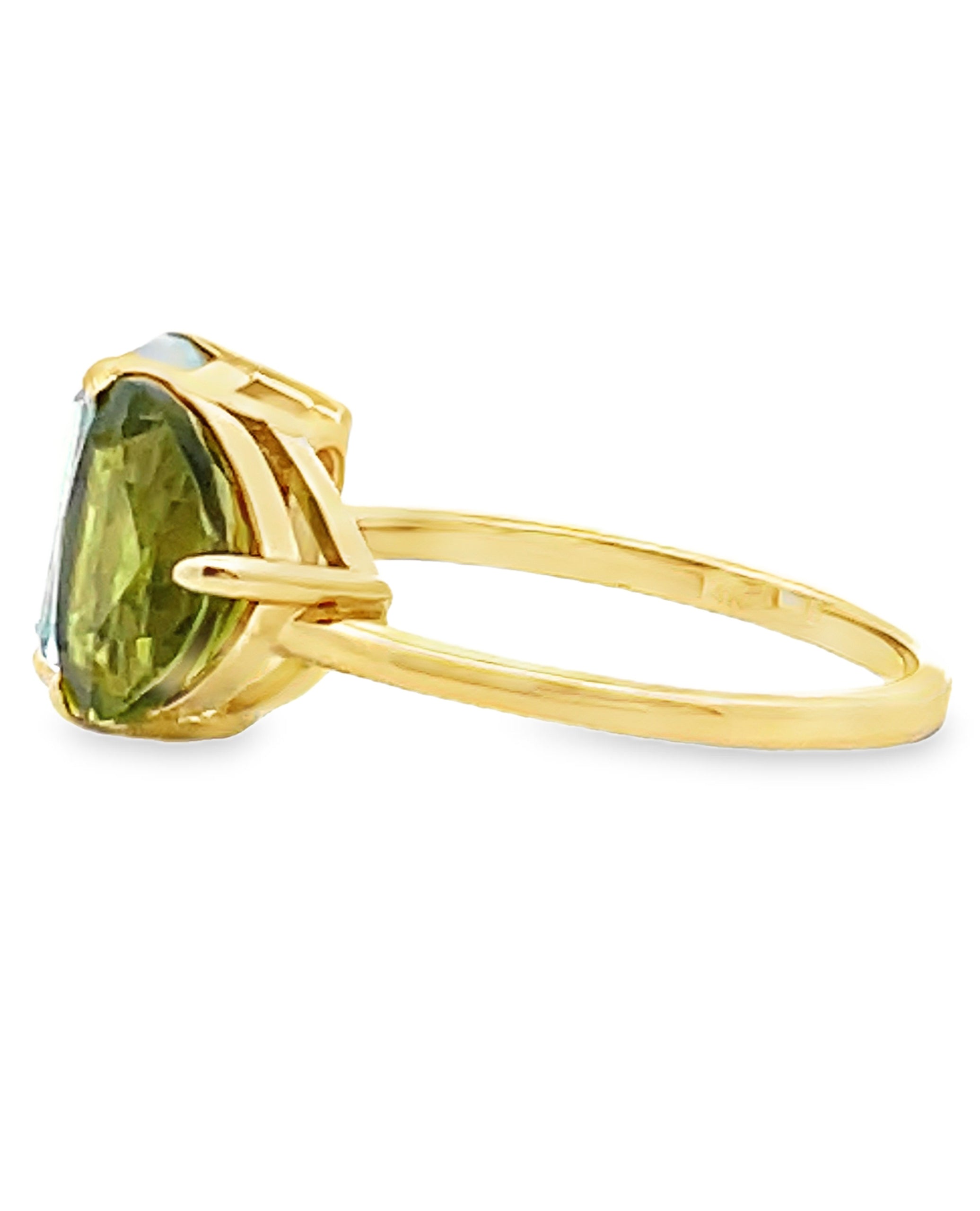 Meira T R10027/YG 14K Yellow Gold Aquamarine & Peridot Ring