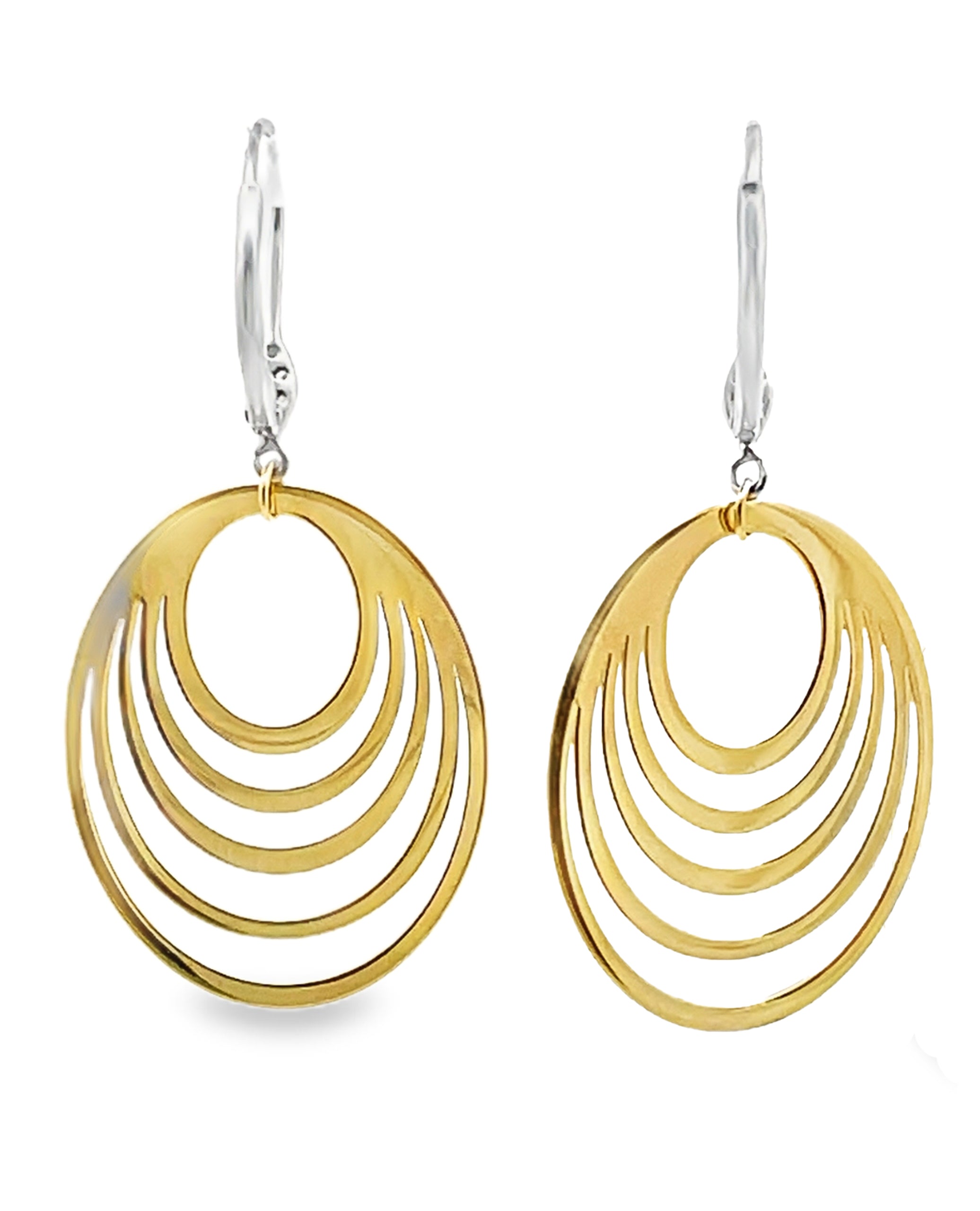 Meira T. 14K Two Tone Gold Dangle Earrings with Diamonds