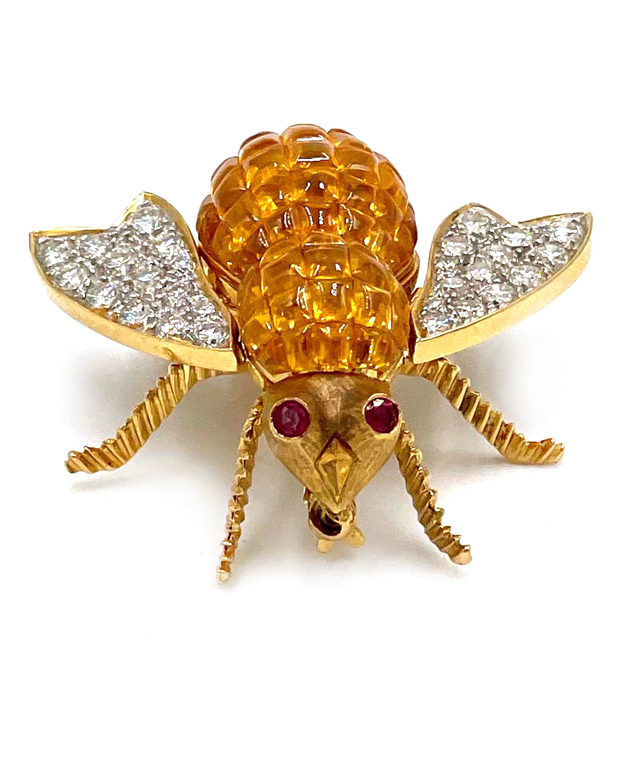 Pre-owned Beautiful 18K Yellow Gold Sapphire Bee Pin
