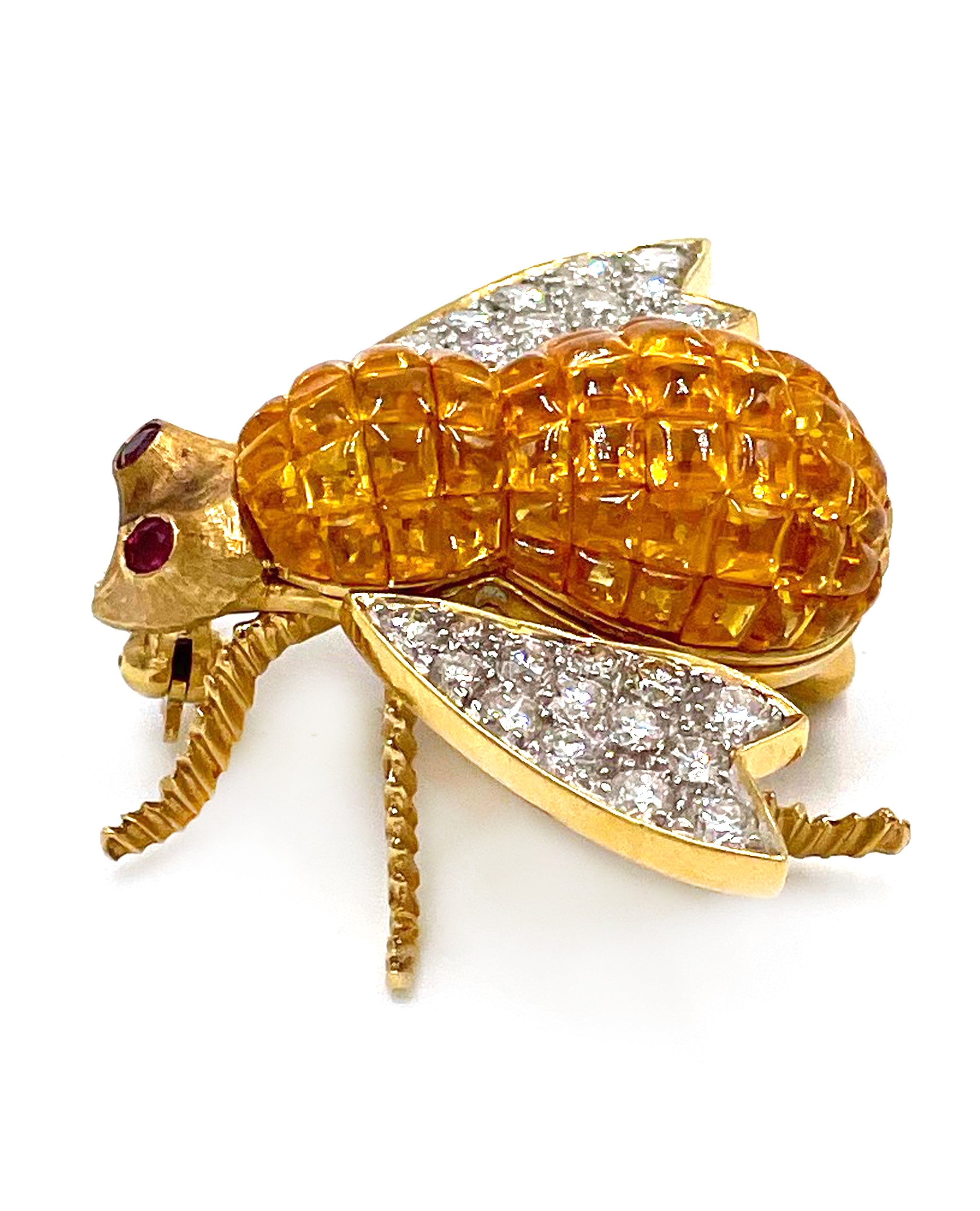 Pre-owned Beautiful 18K Yellow Gold Sapphire Bee Pin
