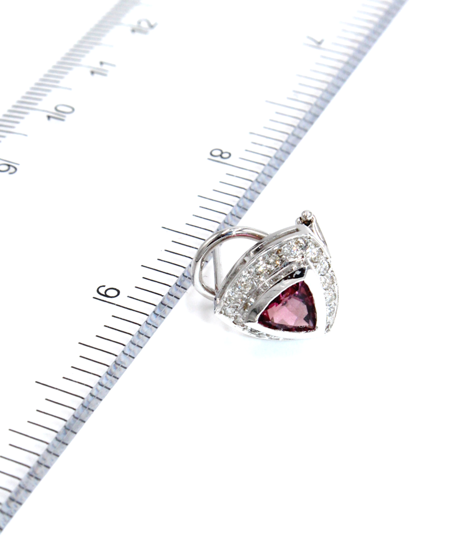 Pink Tourmaline 14k White Gold Post Earrings with Diamonds