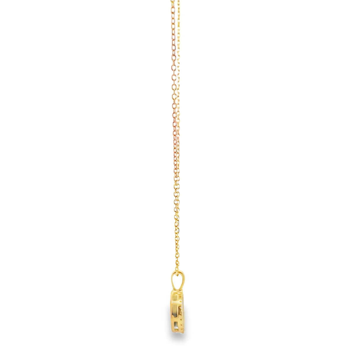 14K Yellow Gold Necklace With One Oval Malachite 1.93 Carats And Diamonds Totaling 0.12 Carats, Adjustable Length