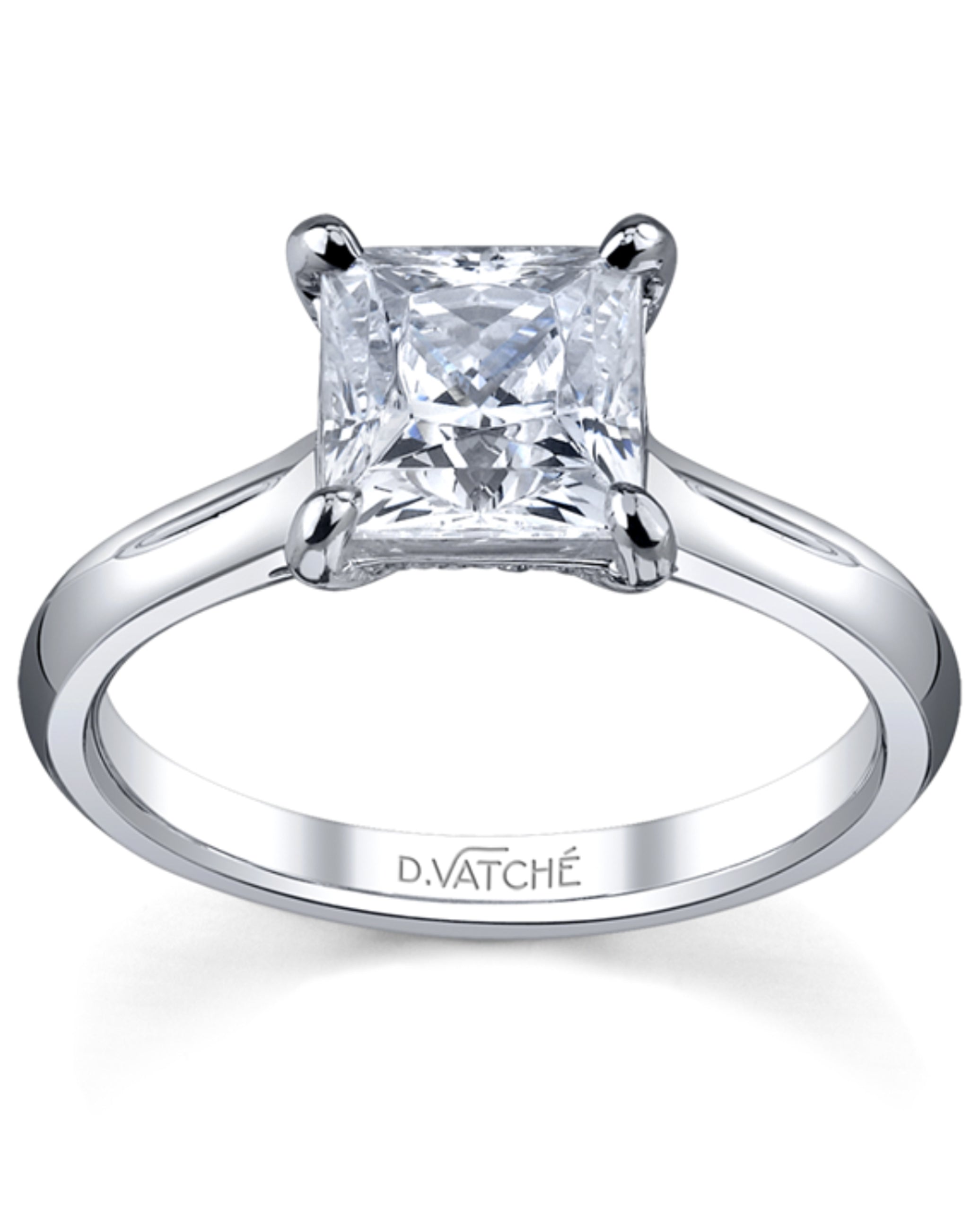 Designs By Vatche #188 Platinum Caroline Engagement Ring Setting for 6 Millimeter Princess Cut Stone