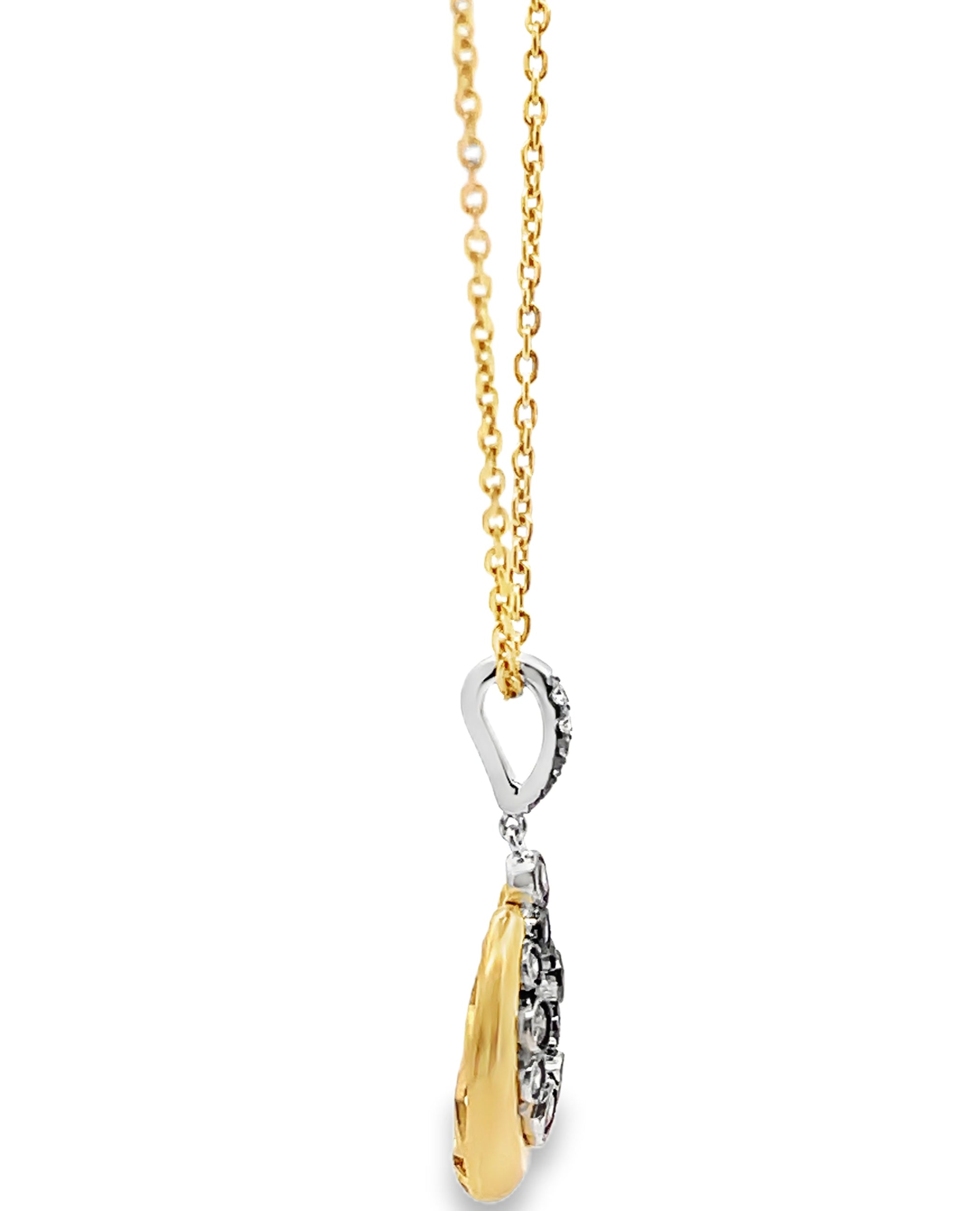 Oval Pendant Necklace with Round Brown Diamonds in 18K Yellow Gold