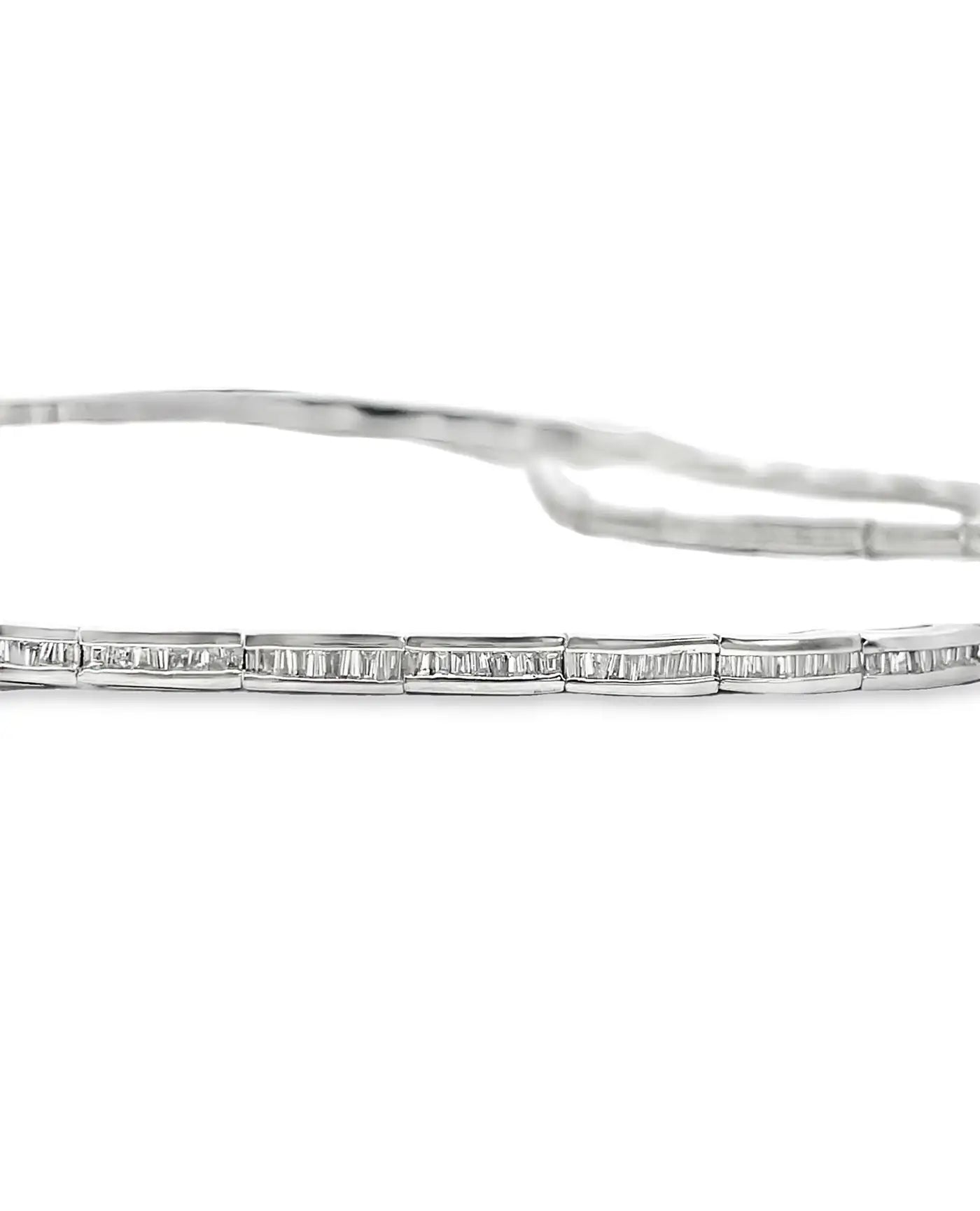 Vintage 15.50 Carat Diamond Geometric Structured V-Shape Collar Necklace in 18K White Gold