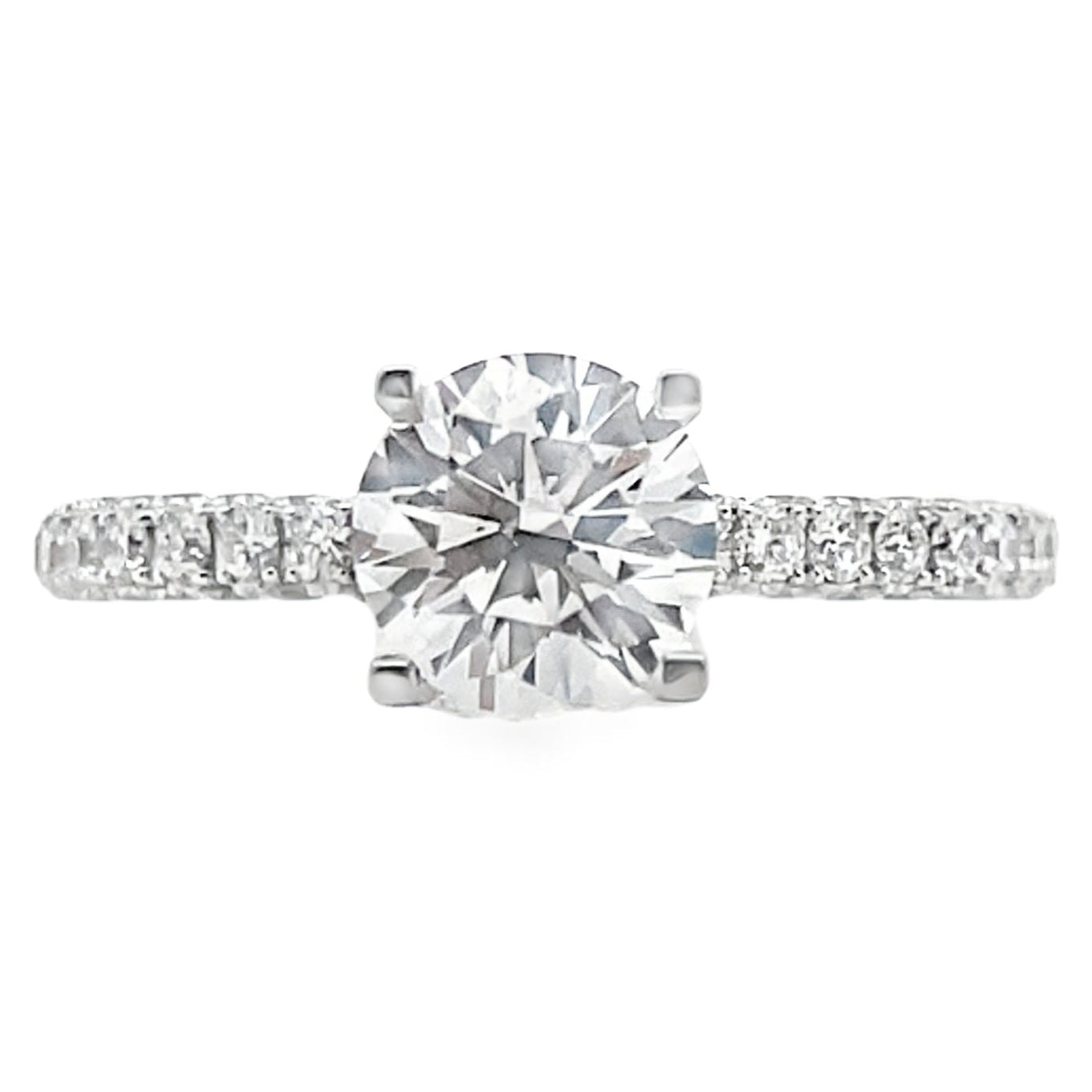 Vanna K 18K White Gold 0.92 Carat Diamond Engagement Ring Setting for Round Center Stone