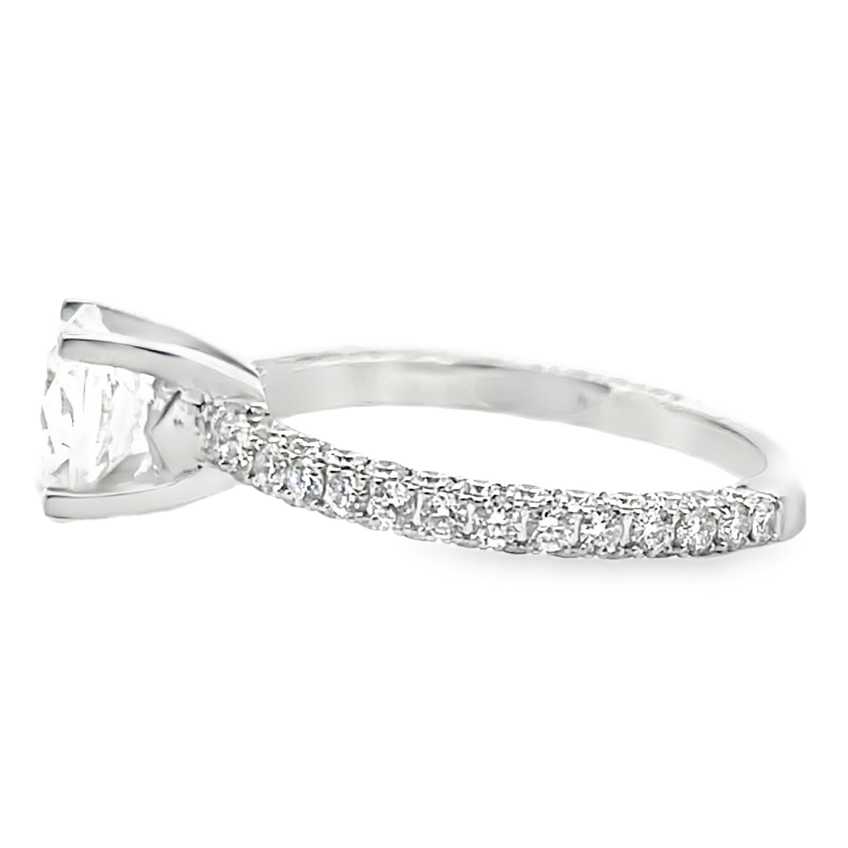 Vanna K 18K White Gold 0.92 Carat Diamond Engagement Ring Setting for Round Center Stone