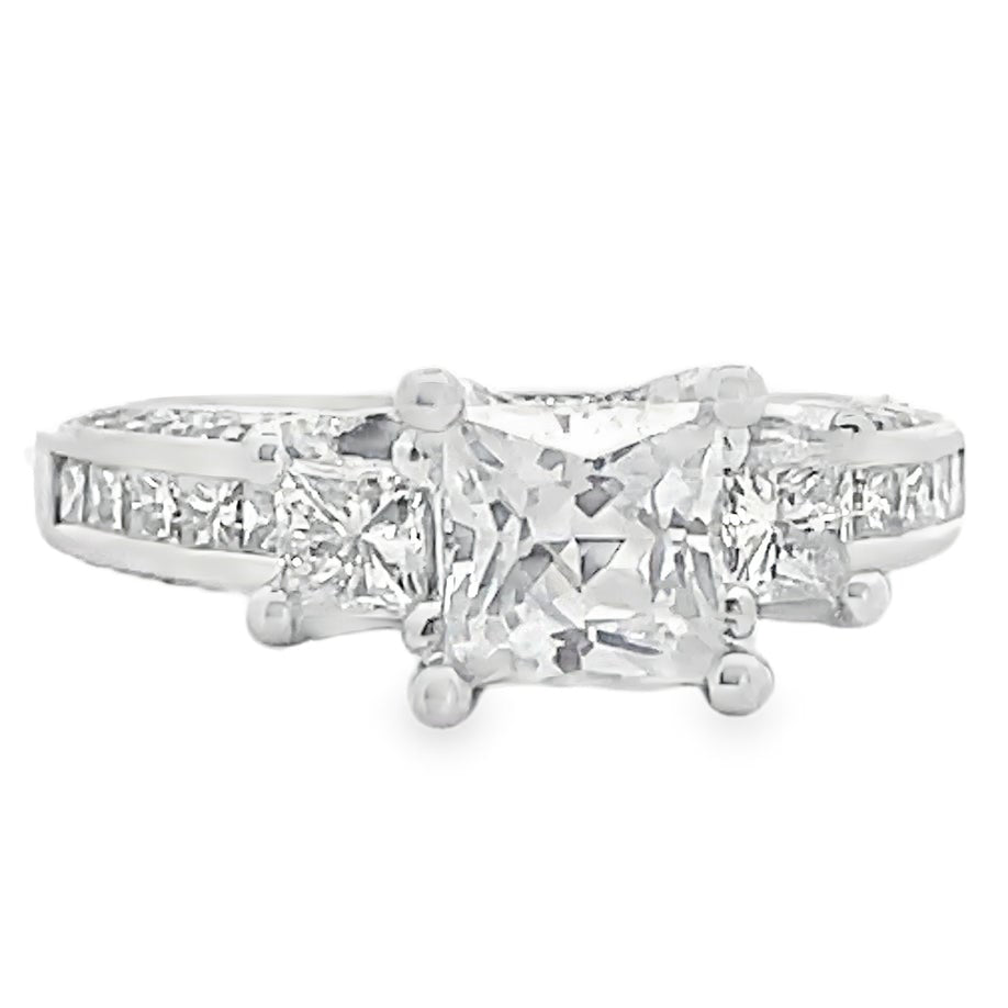 Vanna K 18RM63145DCZ 18K White Gold Engagement Ring Diamond Setting for Square Shaped Center Stone