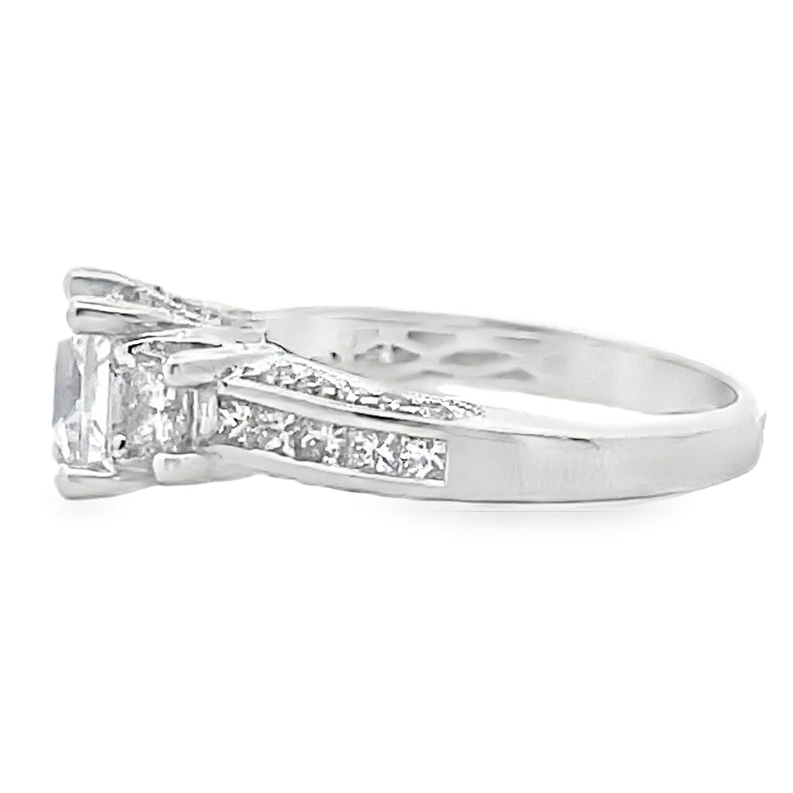 Vanna K 18RM63145DCZ 18K White Gold Engagement Ring Diamond Setting for Square Shaped Center Stone