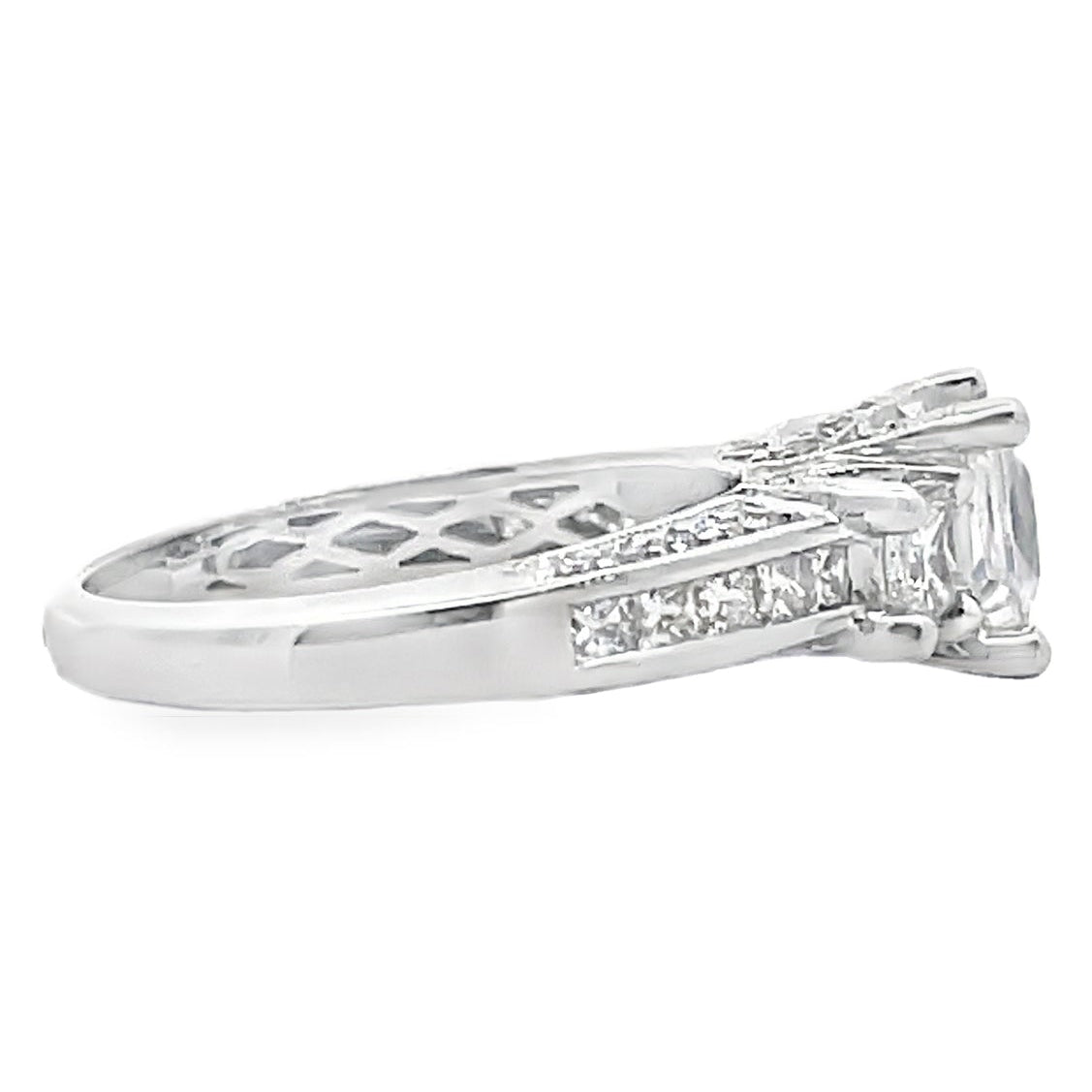 Vanna K 18RM63145DCZ 18K White Gold Engagement Ring Diamond Setting for Square Shaped Center Stone