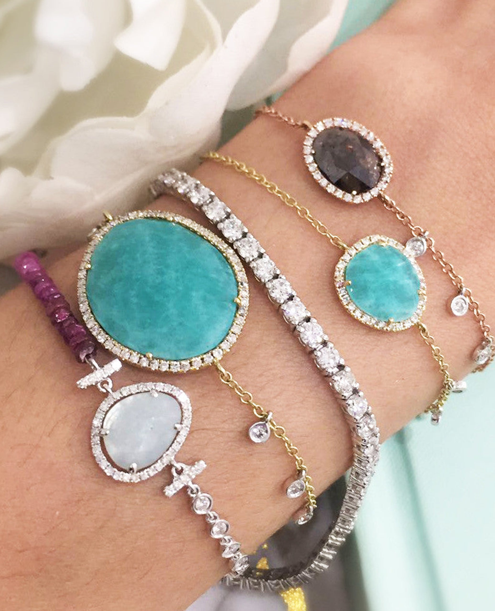 Meira T 1B4541/YA 14K Yellow Gold Bracelet with Amazonite & Diamonds