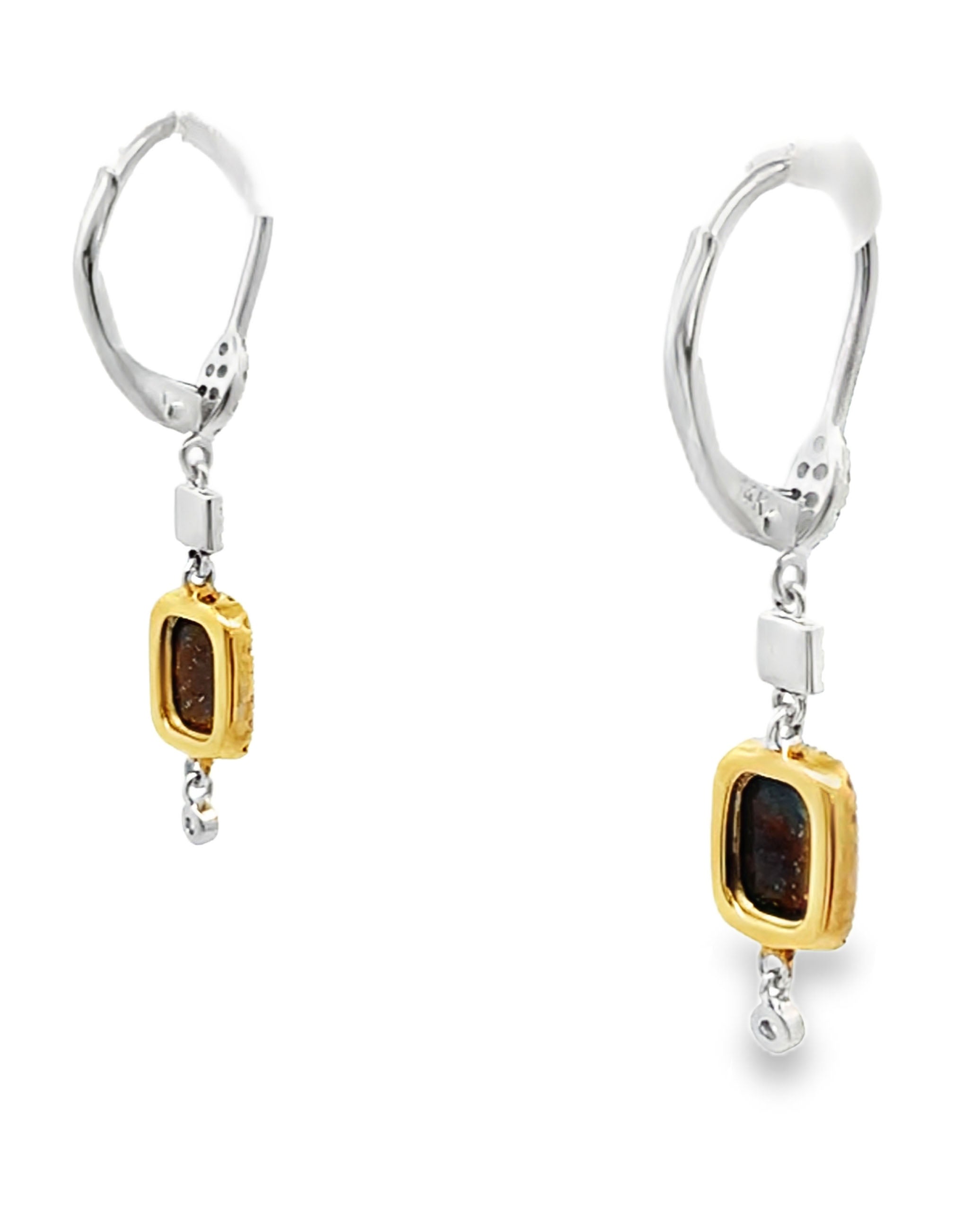 Meira T 1E8795/WO 14K White Gold Blue Opal and Diamond Drop Earrings