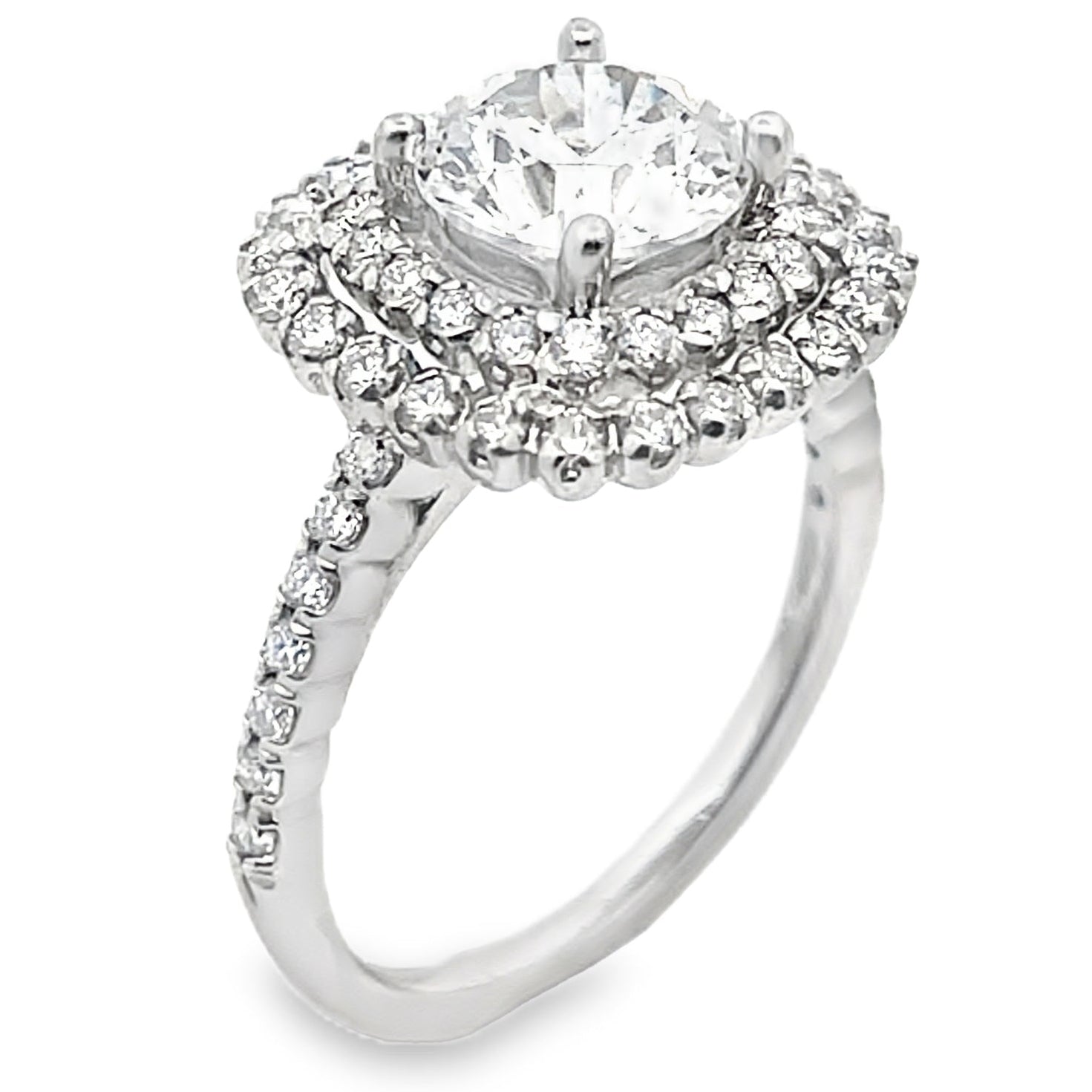 Ritani 1RZ336 14K White Gold Double Halo Engagement Ring Setting for 7.5 Millimeter Round Center Stone