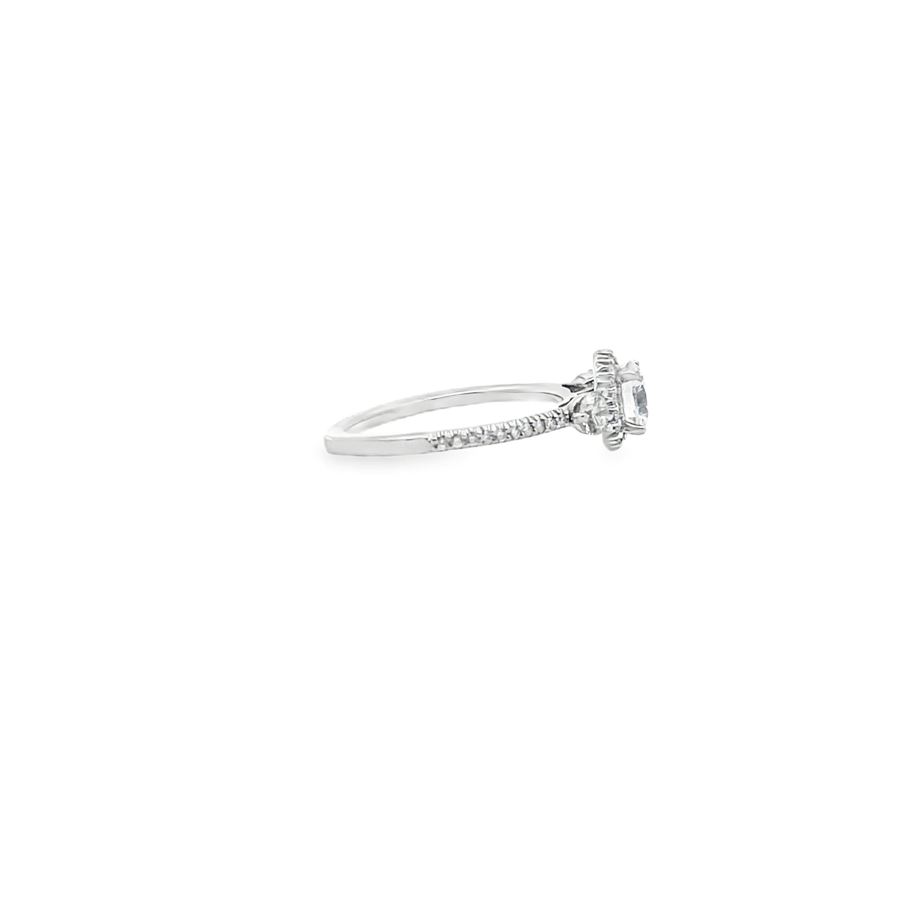 Ritani 1RZ3701BRWG Bella Vita Three Stone Halo Engagement Ring Setting for 6 Millimeter Round Stone