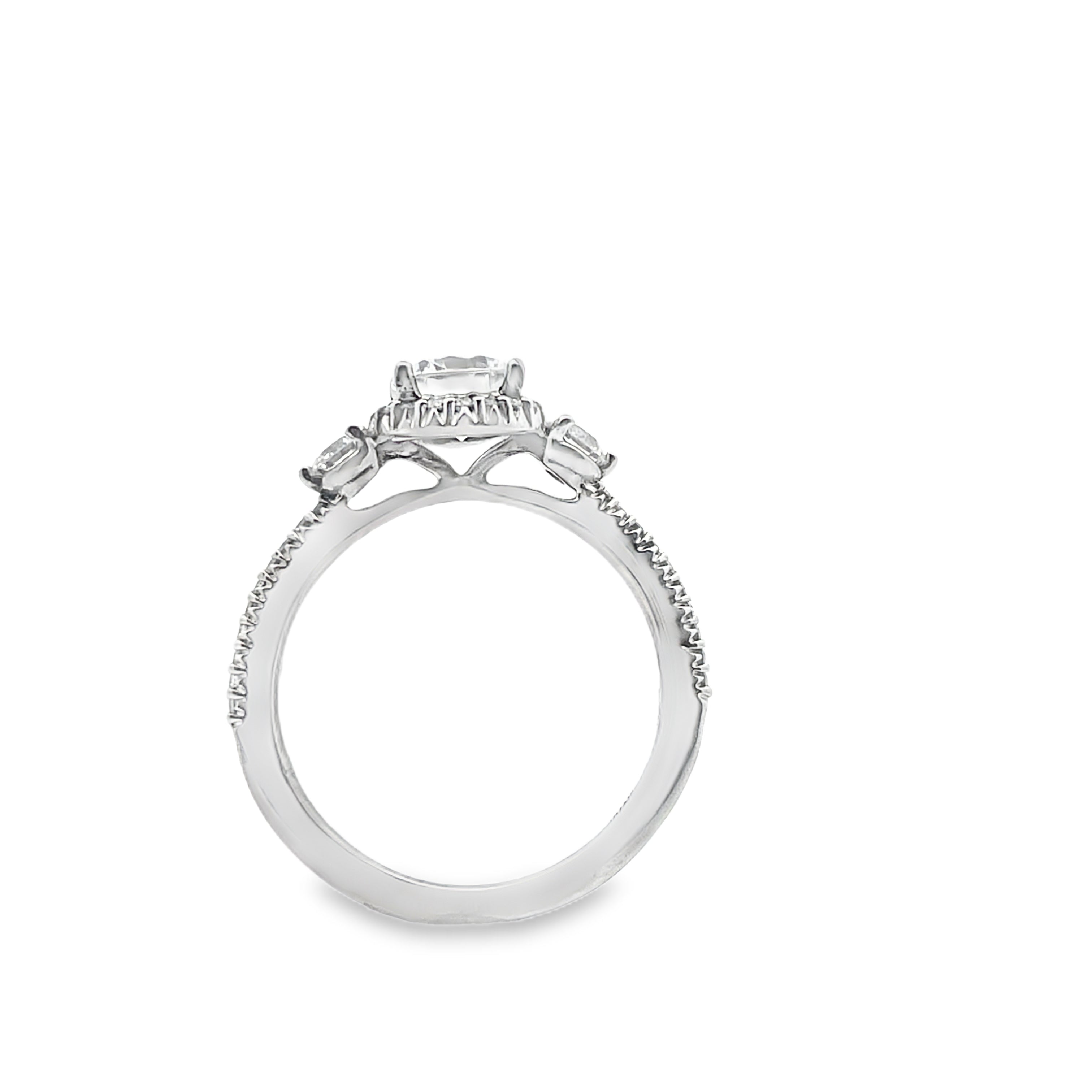 Ritani 1RZ3701BRWG Bella Vita Three Stone Halo Engagement Ring Setting for 6 Millimeter Round Stone