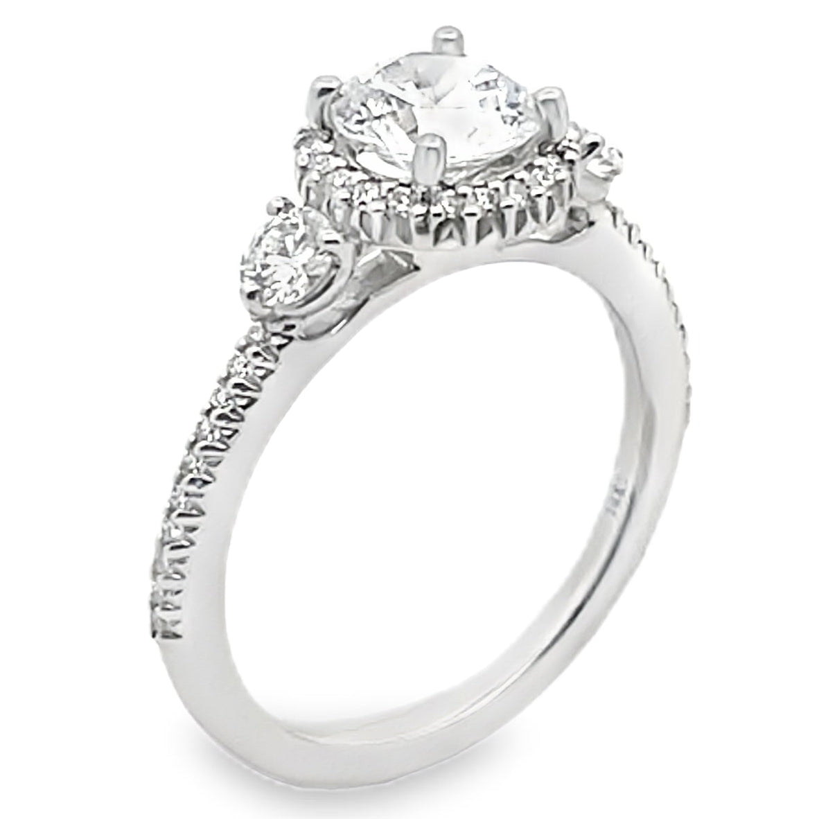 Ritani 1RZ3701CR 14K White Gold Bella Vita Three Stone Diamond Ring Setting for 6.5 Millimeter Round Stone