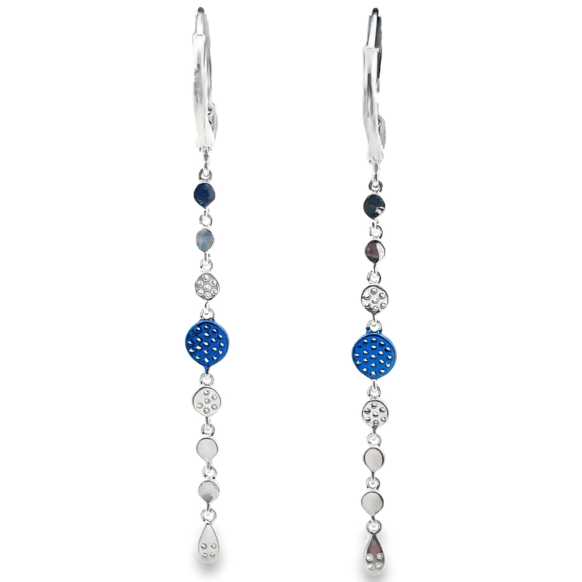 Meira T 1E8321/BL 14K White Gold and Blue Rhodium Diamond Long Earrings