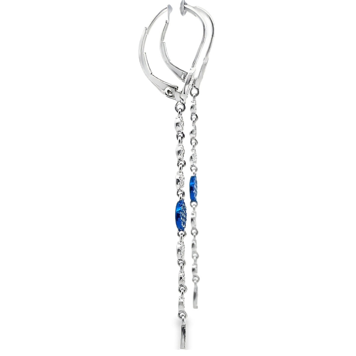 Meira T 1E8321/BL 14K White Gold and Blue Rhodium Diamond Long Earrings