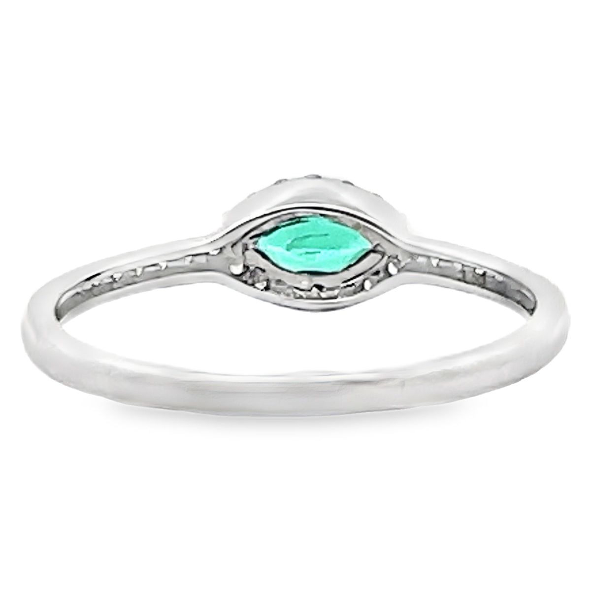 Meira T 1R4615/WE 14K White Gold Marquise Emerald & Diamond Ring