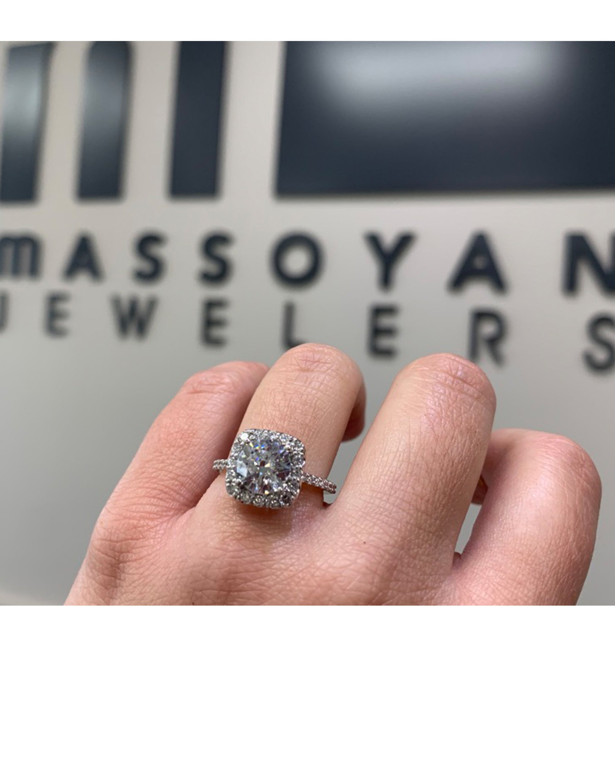 Ritani 1RZ1321 French Set Halo Engagement Ring with Center Blue Sapphire