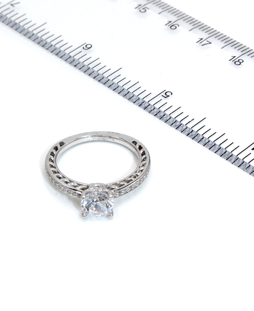 Ritani 1RZ4170 Micropavé 14k White Gold Engagement Ring Setting for Round Center Stone