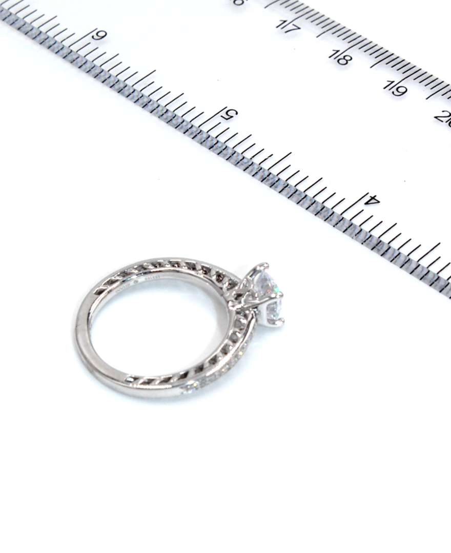 Ritani 1RZ4170 Micropavé 14k White Gold Engagement Ring Setting for Round Center Stone