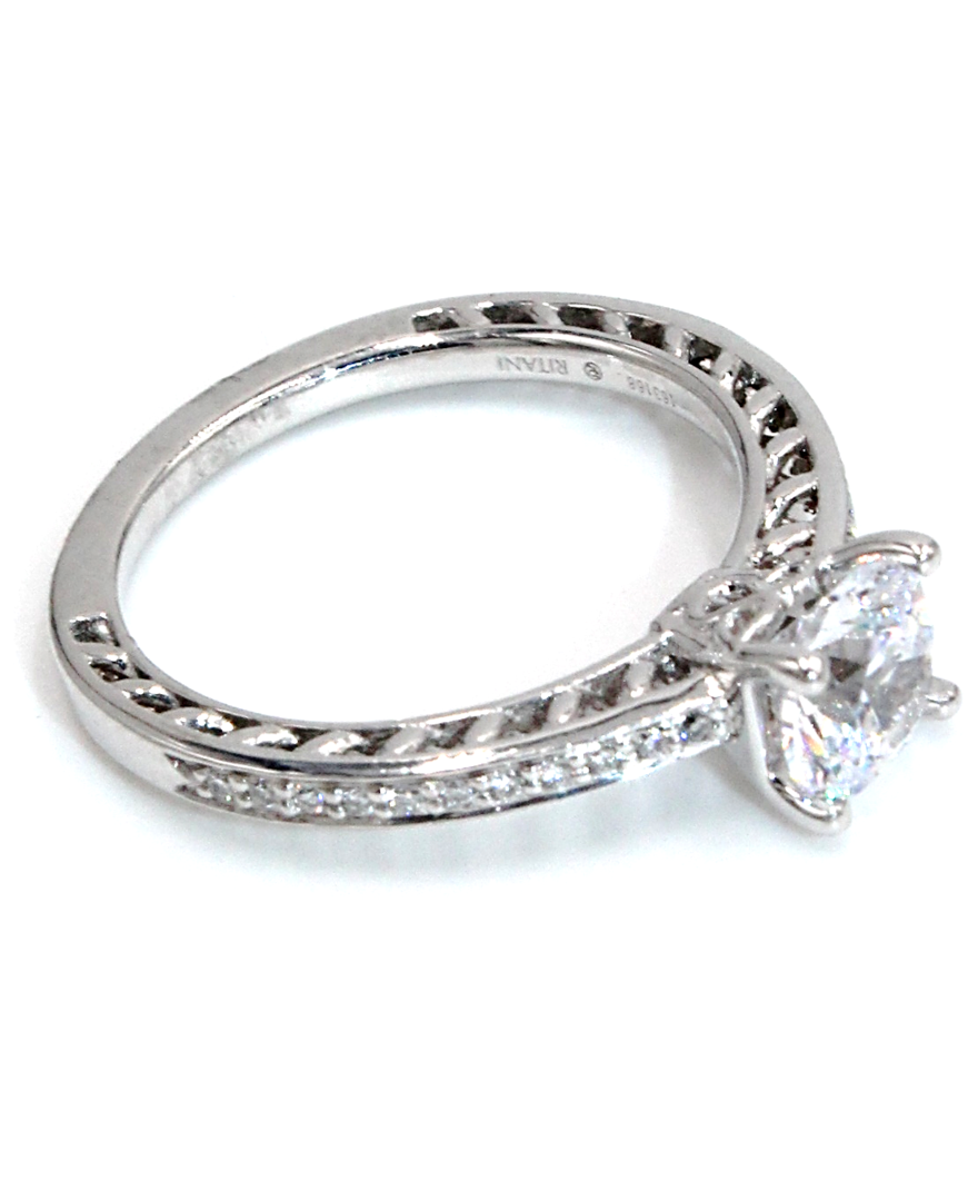 Ritani 1RZ4170 Micropavé 14k White Gold Engagement Ring Setting for Round Center Stone