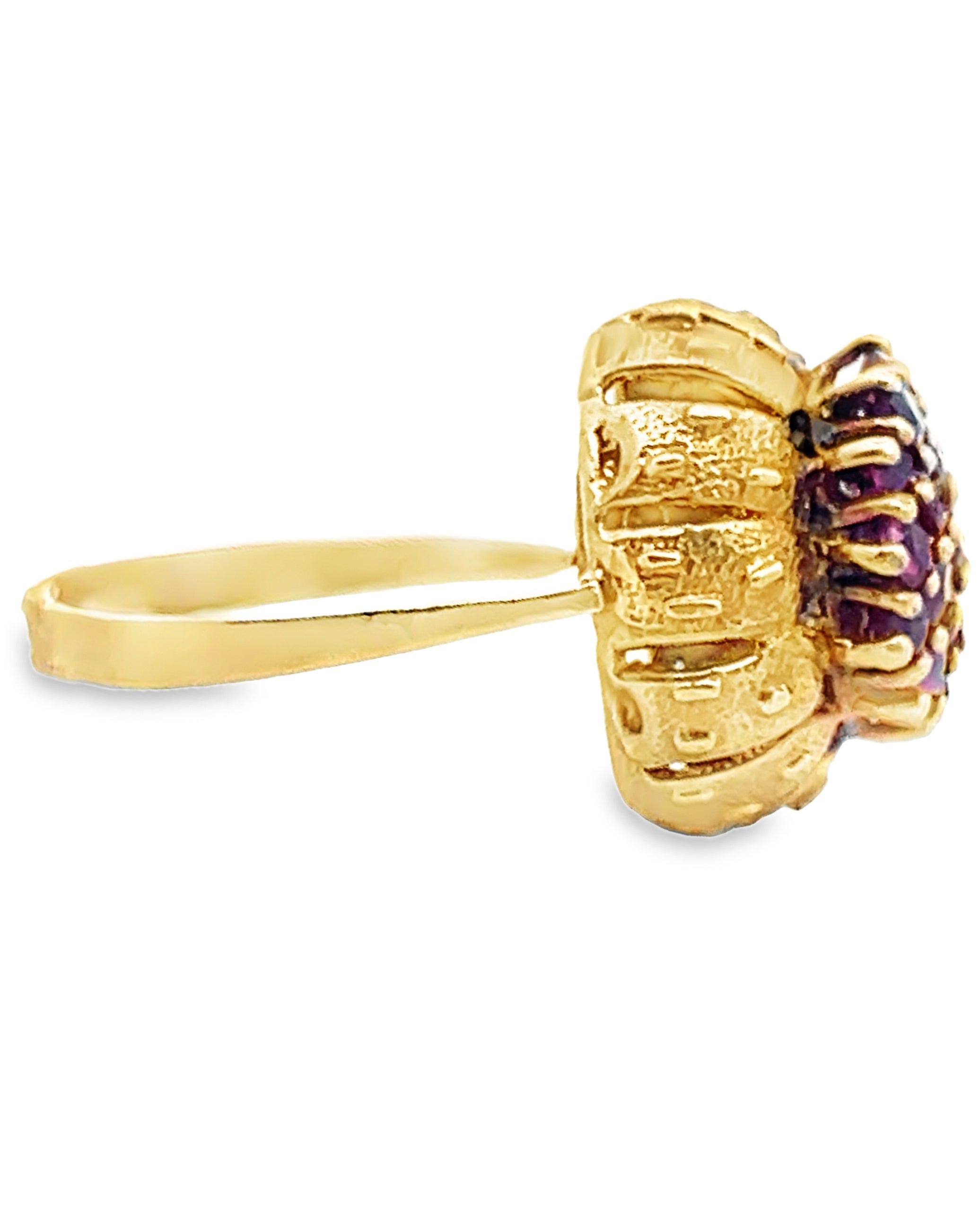 14K Yellow Gold Ruby Cluster Ring