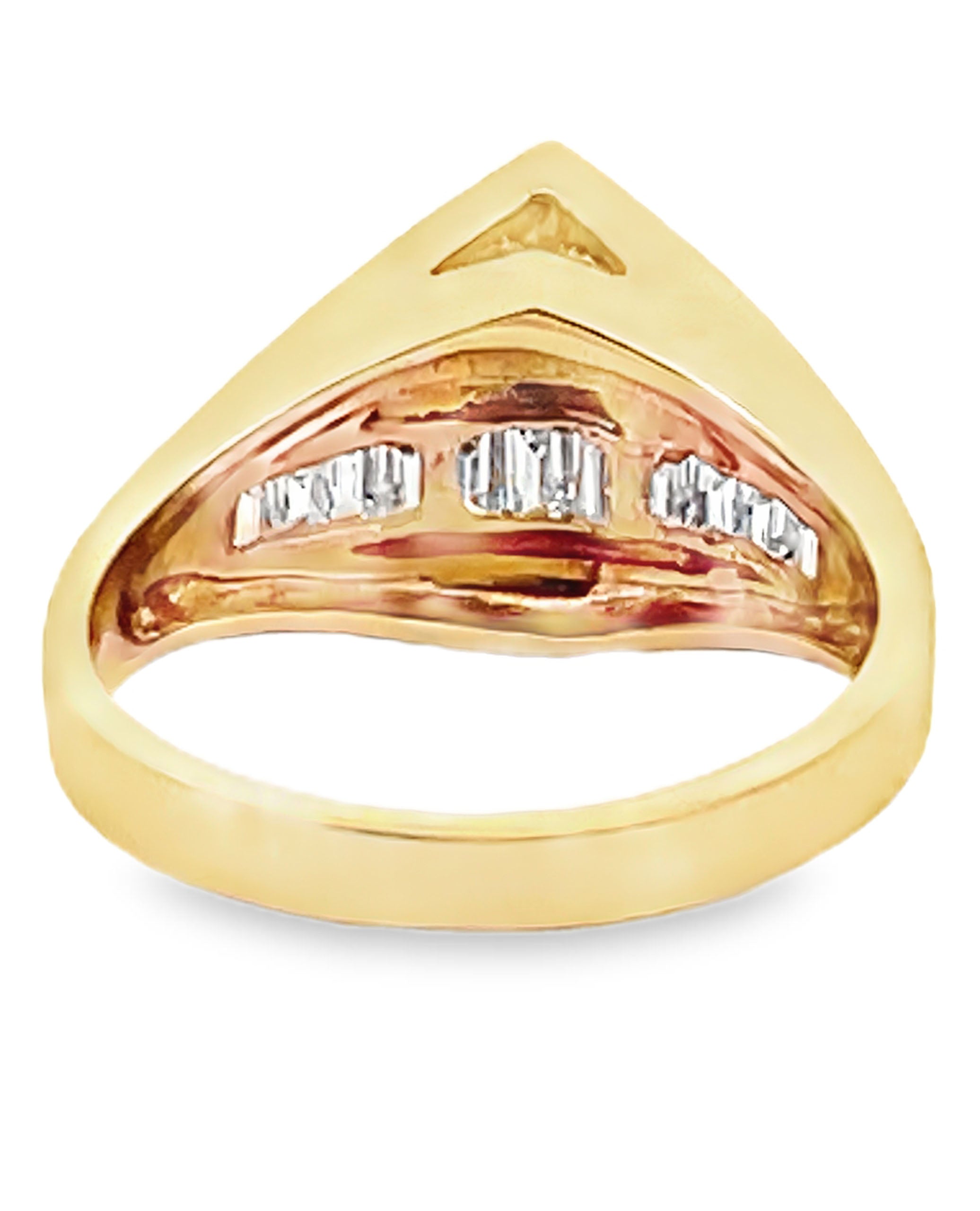 Marquise Sapphire Ring with Baguette Diamonds in 14K Yellow Gold