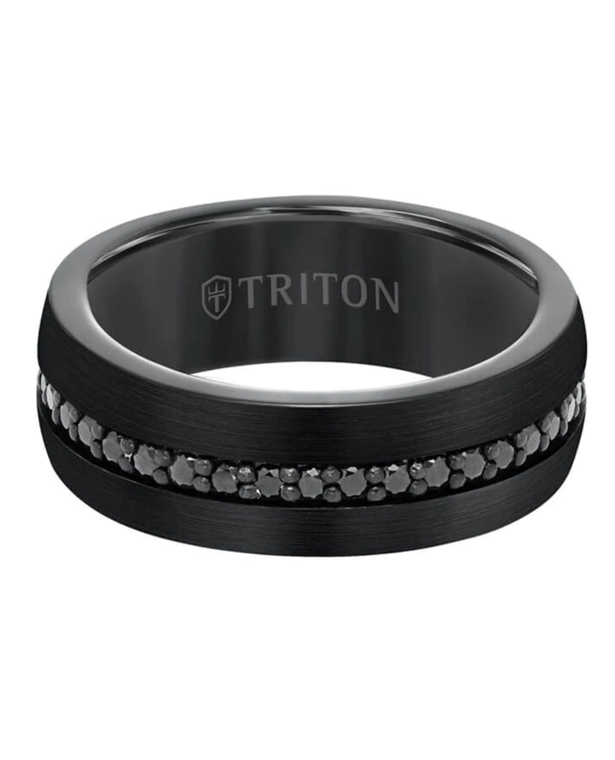 Triton "Stone" Collection 8MM Tungsten Eternity Ring - Black