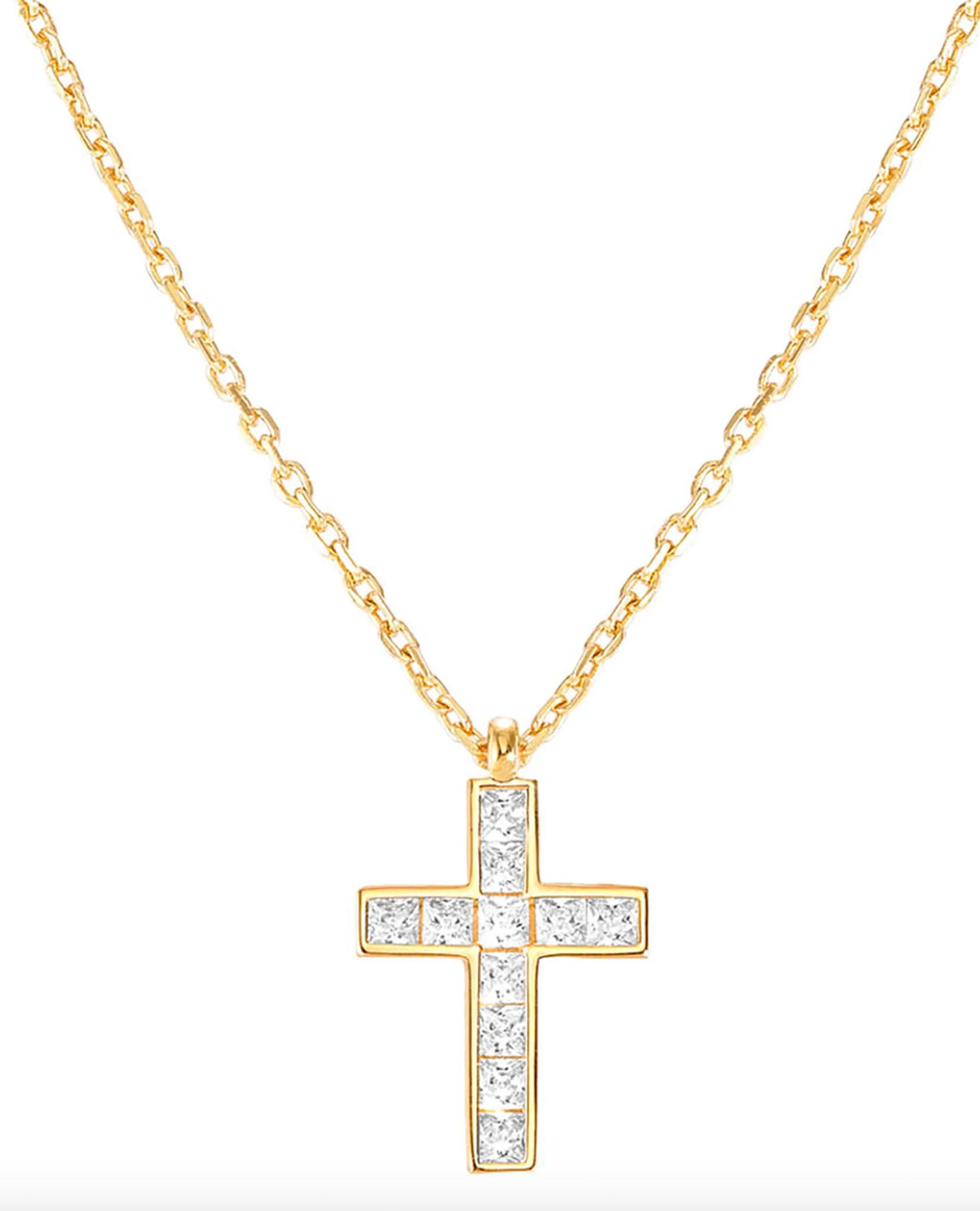 Nomination 240913/001 Carismatica Large Cross Necklace Yellow Finish with CZ
