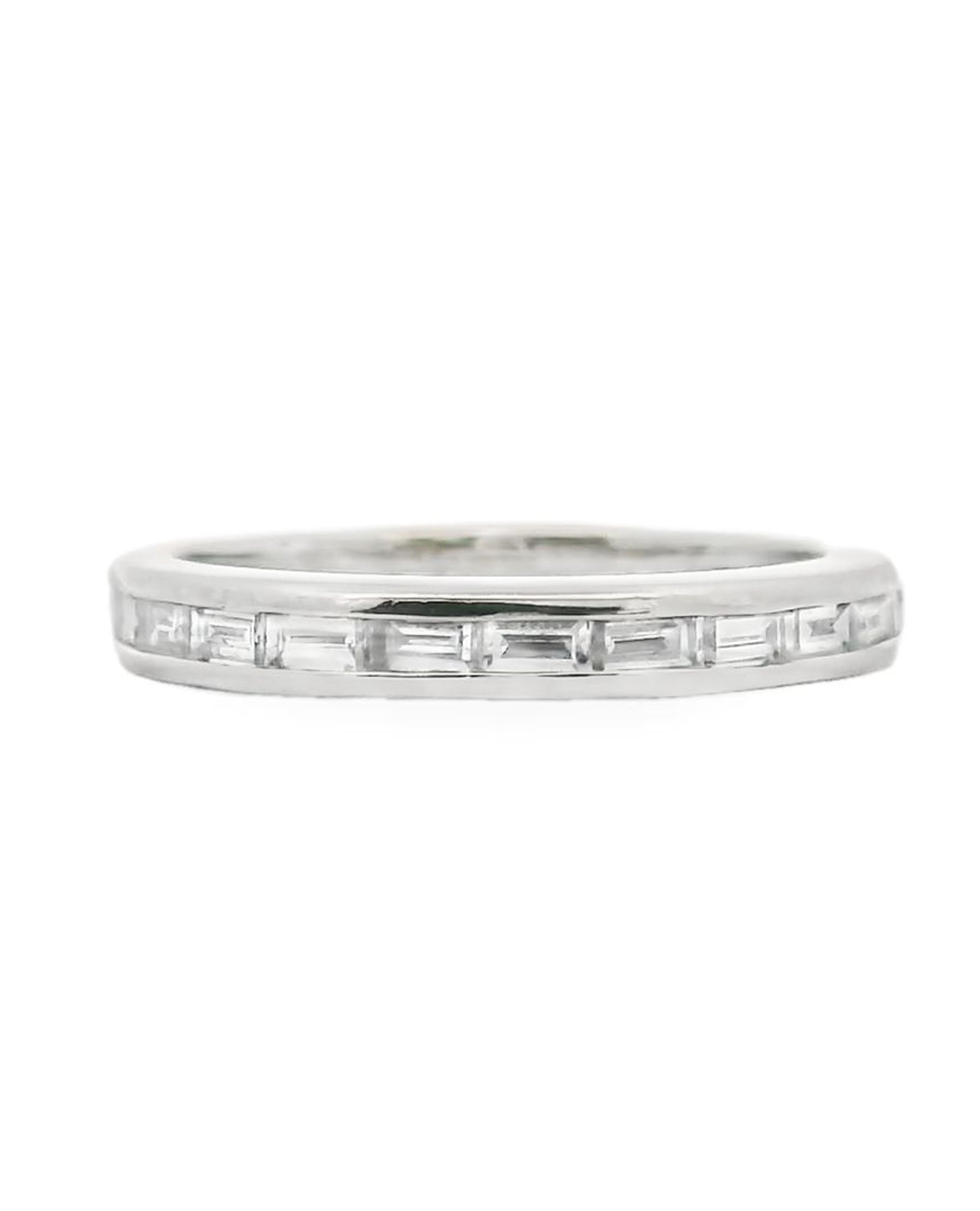 18K White Gold Euro Shank Wedding Band with Diamonds