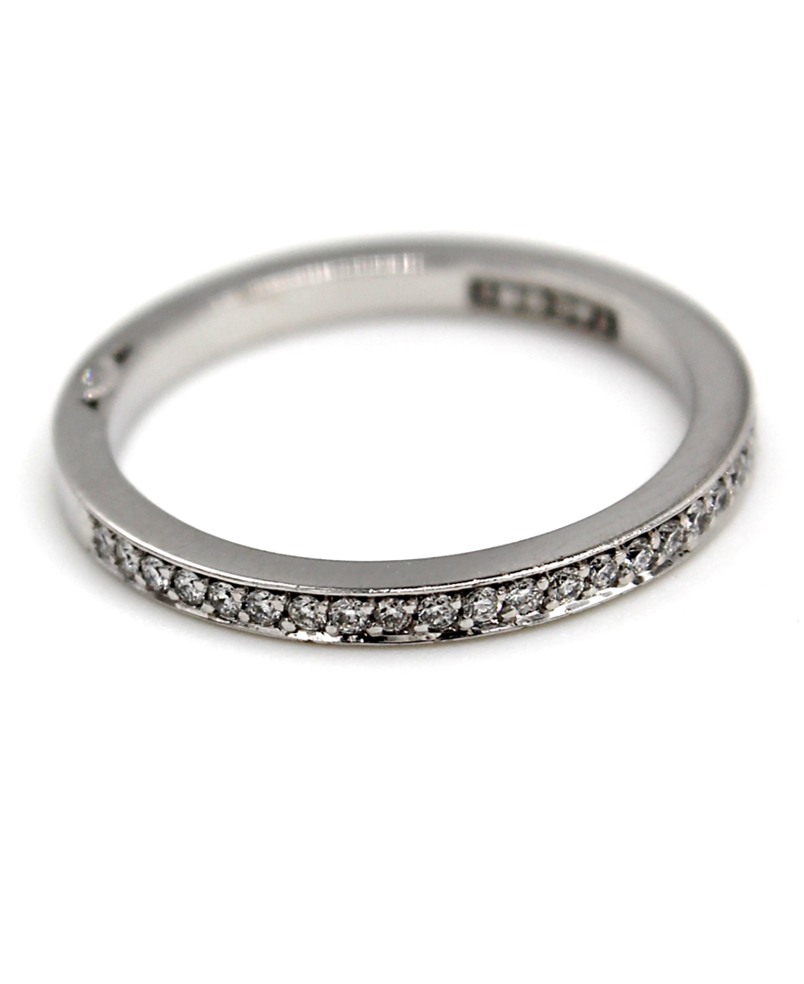 Tacori 2630 B SM P 1/2W Dantela Band Small 18K White Gold with Half Way Diamonds