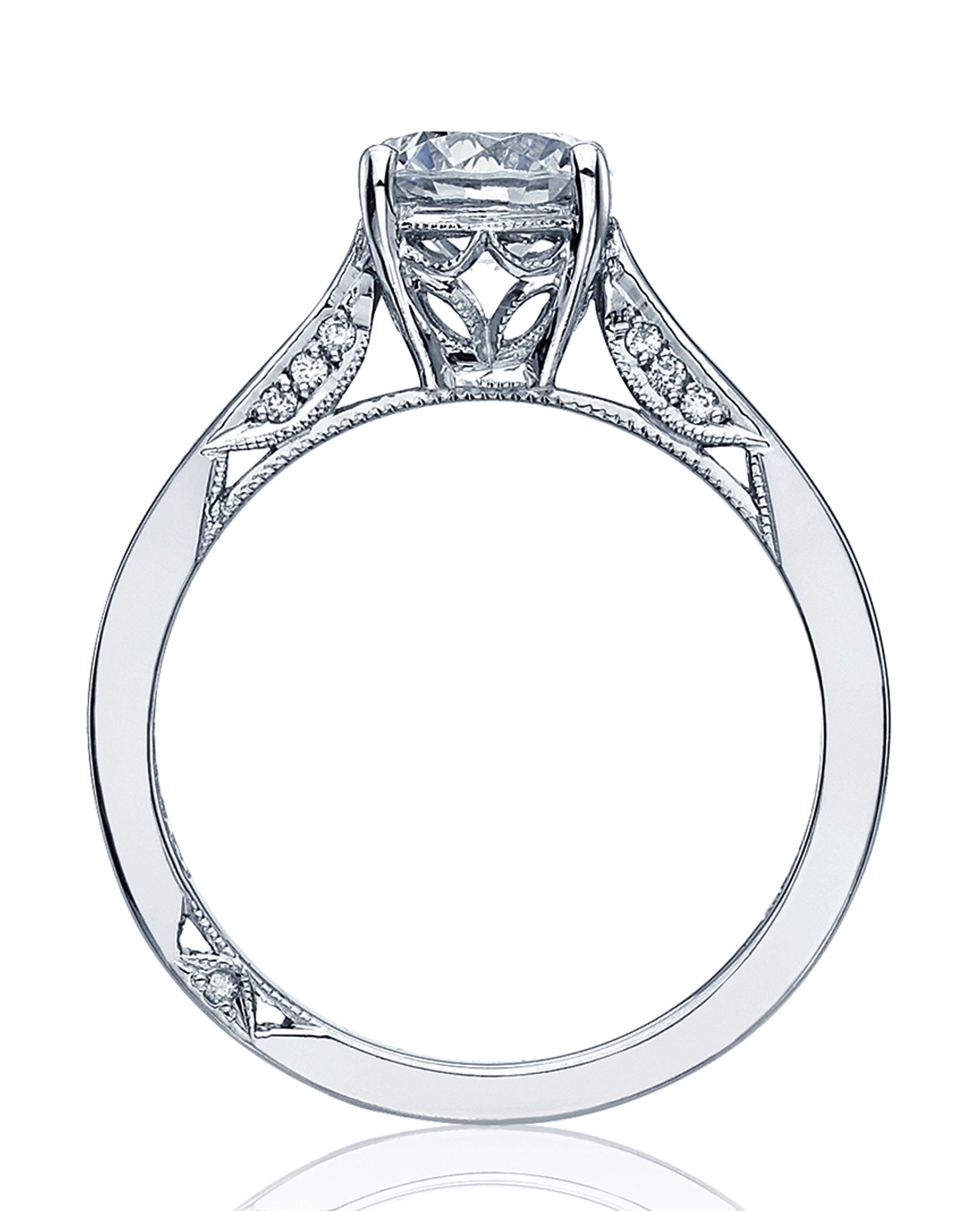 Tacori 2638 Round Dantela Platinum Engagement Ring with 0.20 Carats Diamonds