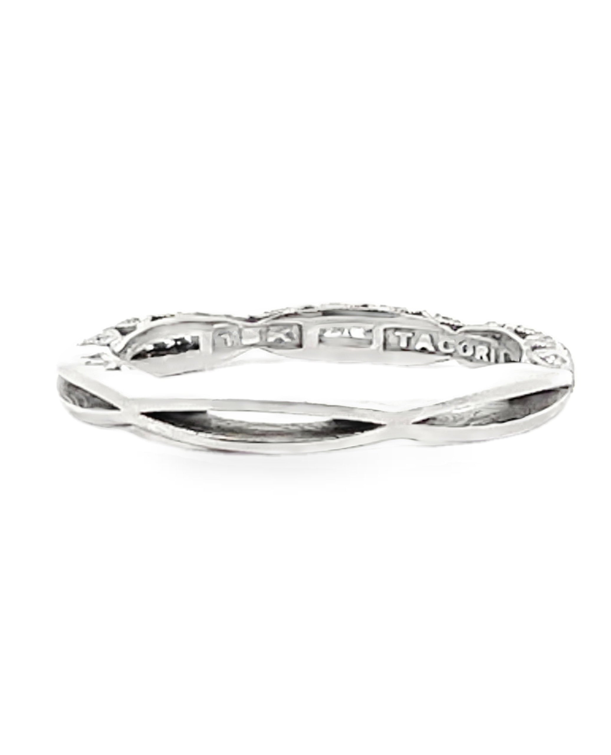 Tacori 2645 18K White Gold Half Way Classic Crescent Wedding Band with Diamonds 0.23 Carats