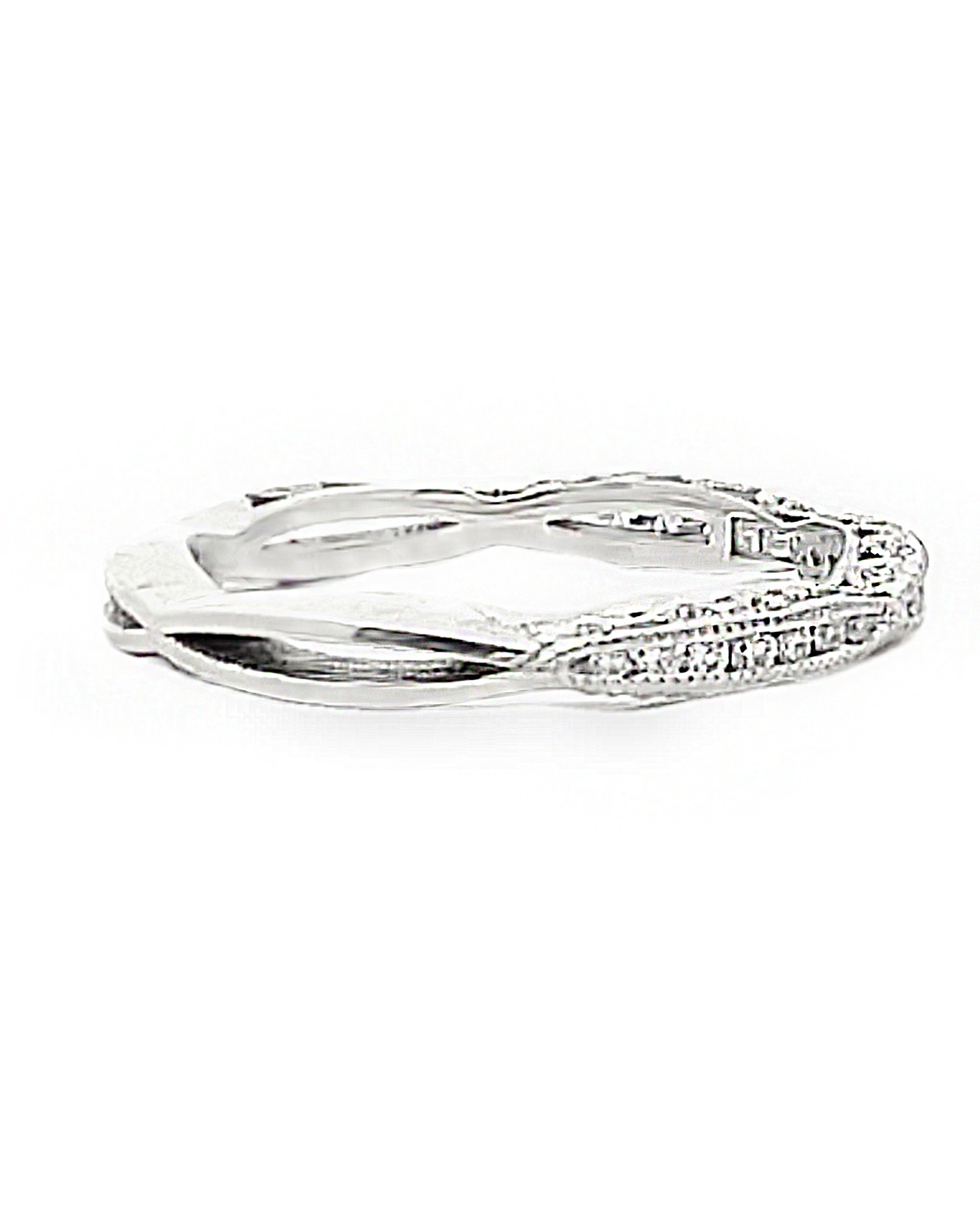 Tacori 2645 18K White Gold Half Way Classic Crescent Wedding Band with Diamonds 0.23 Carats
