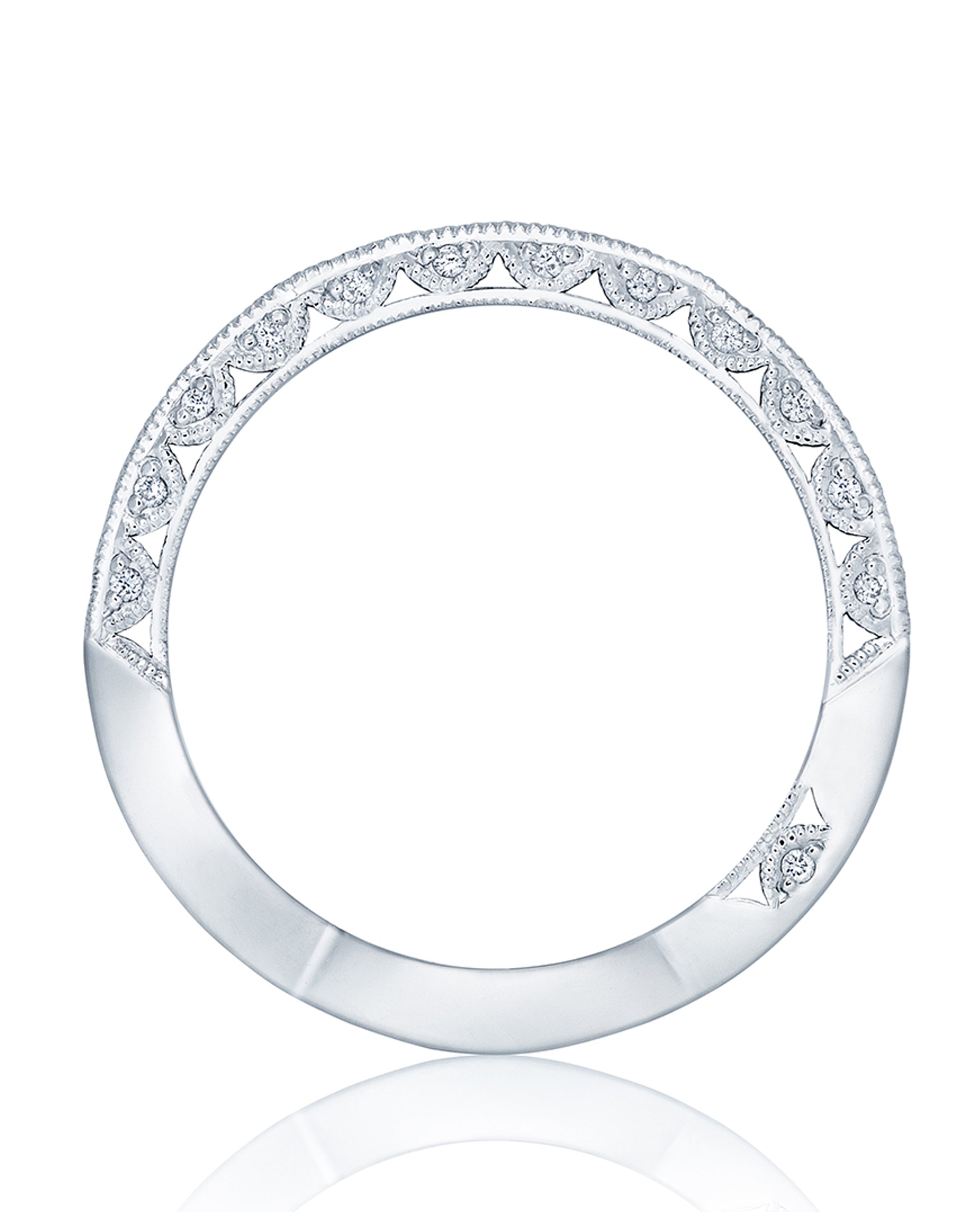 Tacori 2645 18K White Gold Half Way Classic Crescent Wedding Band with Diamonds 0.23 Carats