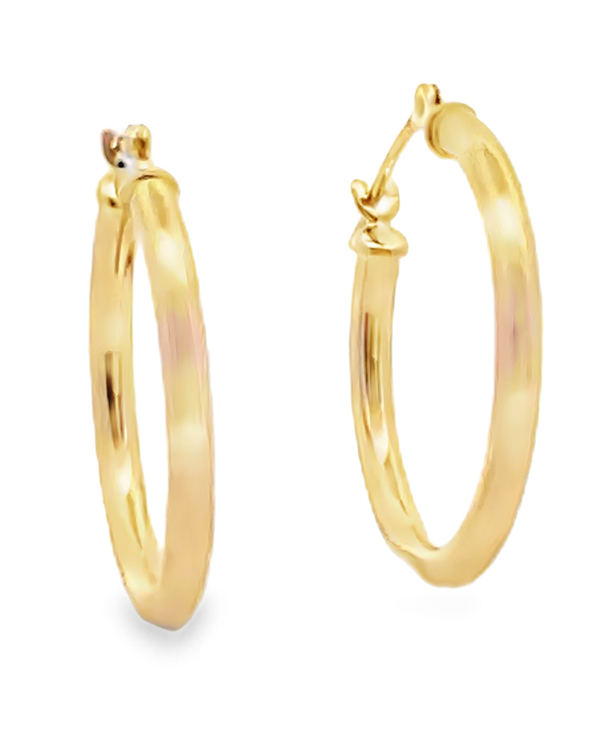 14K Yellow Gold 2mm Wide Hoop Earrings